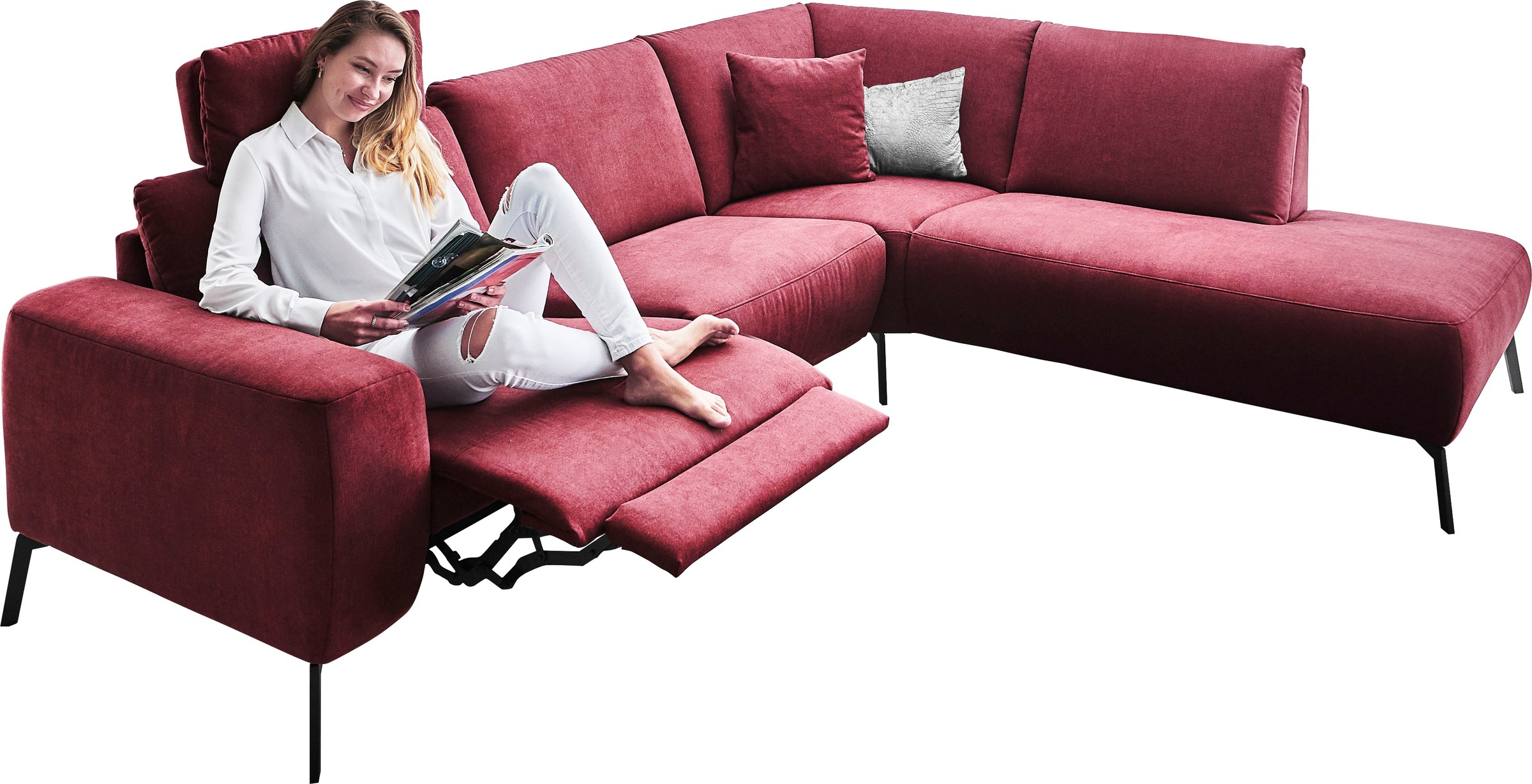 INOSIGN Ecksofa »Bellini L-Form«, incl. motorischer Relaxfunktio, wahlweise Easy Care-Bezug