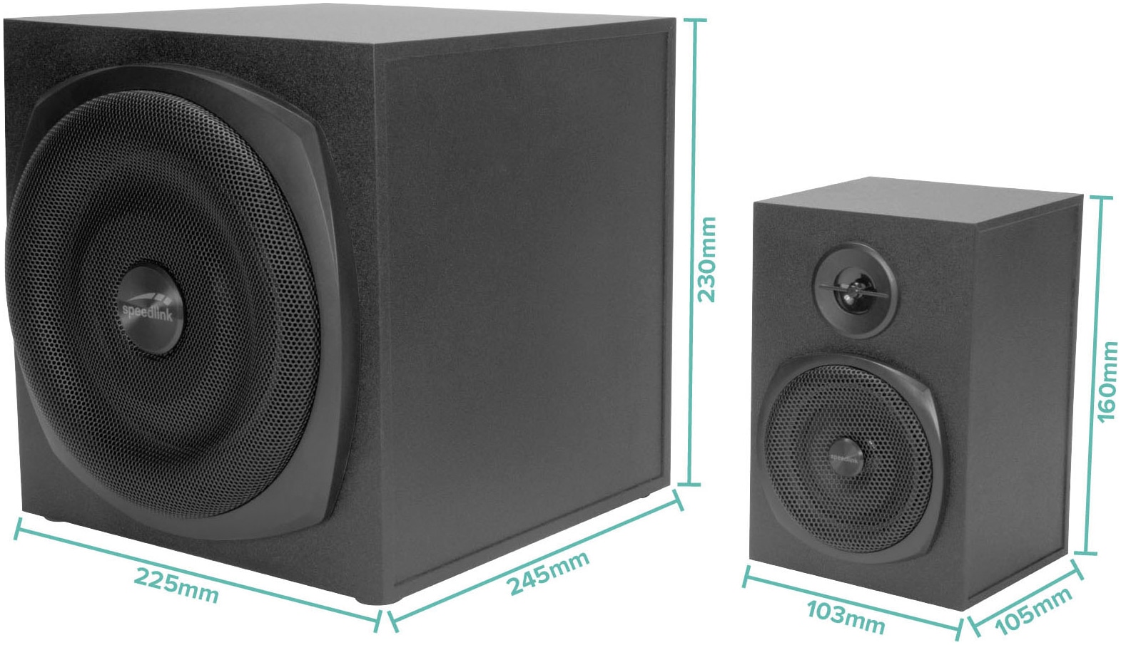 Speedlink 2.1 Soundsystem »GRAVITY LT 2.1 Subwoofer System PC Lautsprecher«, Tischfernbedienung, Bluetooth Verbindung zum Smartphone, Tablet, etc.