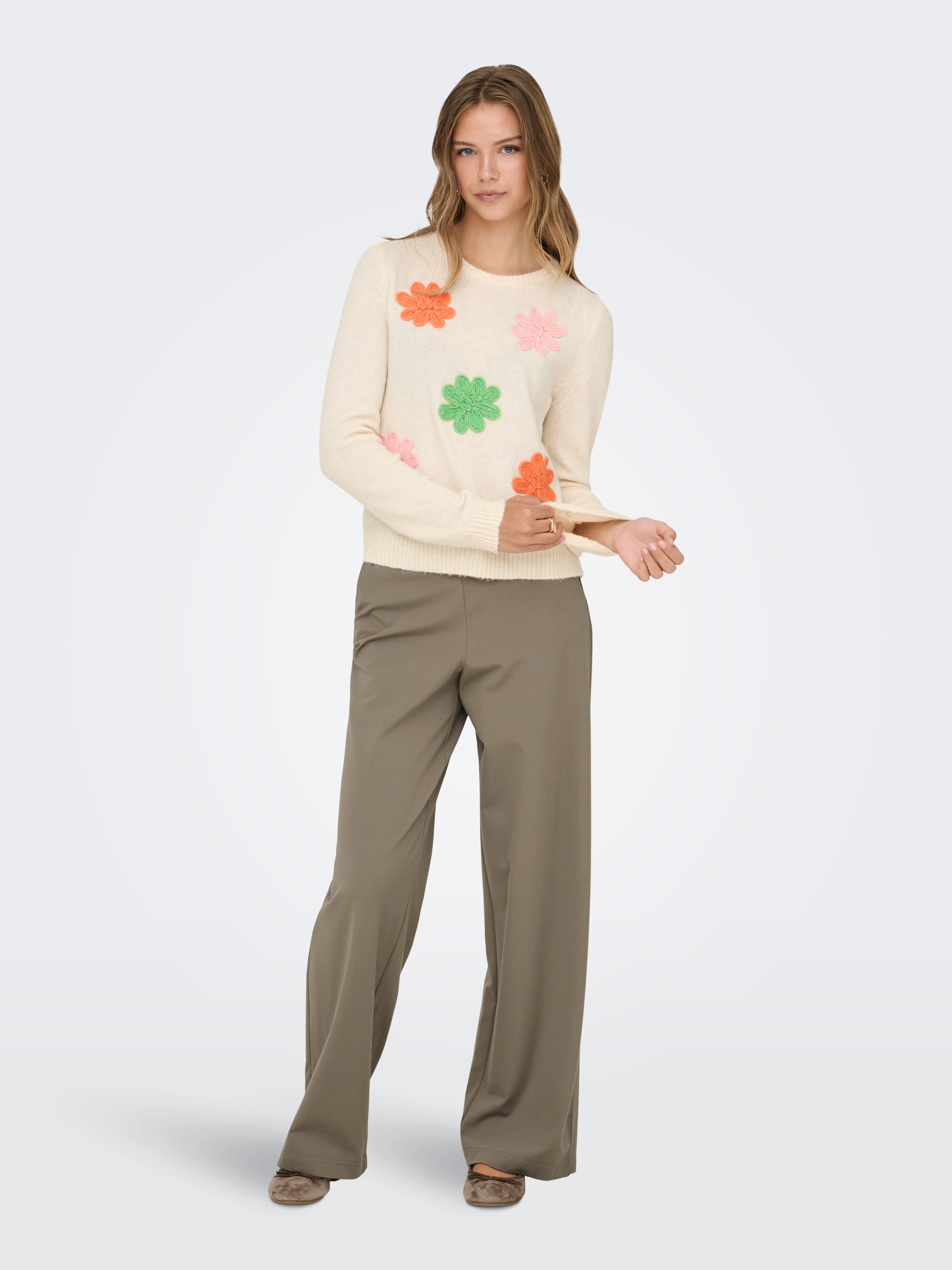 ONLY Strickpullover »ONLLOTUS LIFE LS FLOWER O-NECK EX KNT«