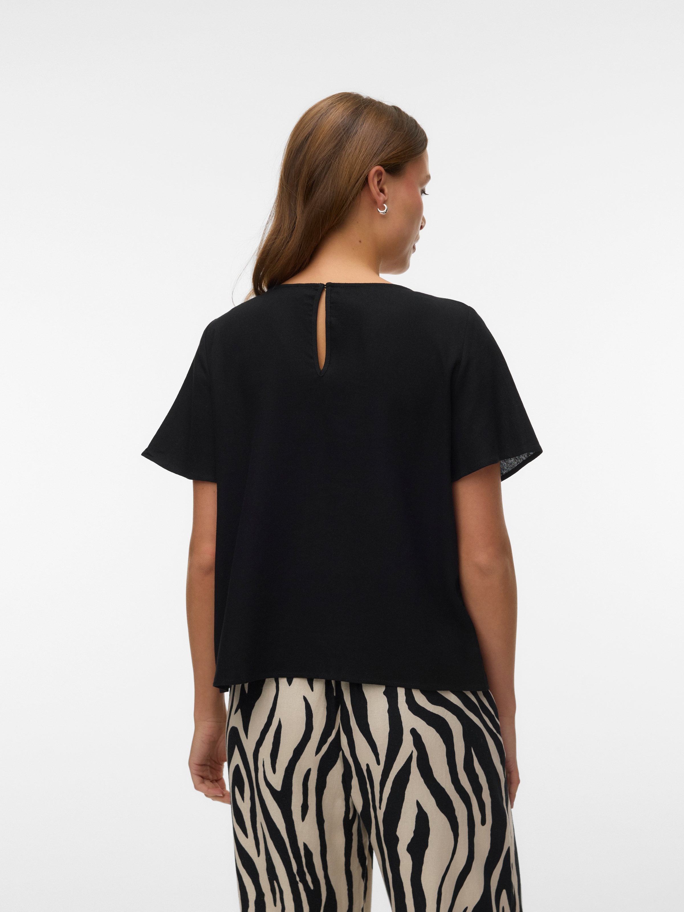 Vero Moda Blusenshirt »VMMYMILO SS O-NECK TOP WVN GA« mit Leinen