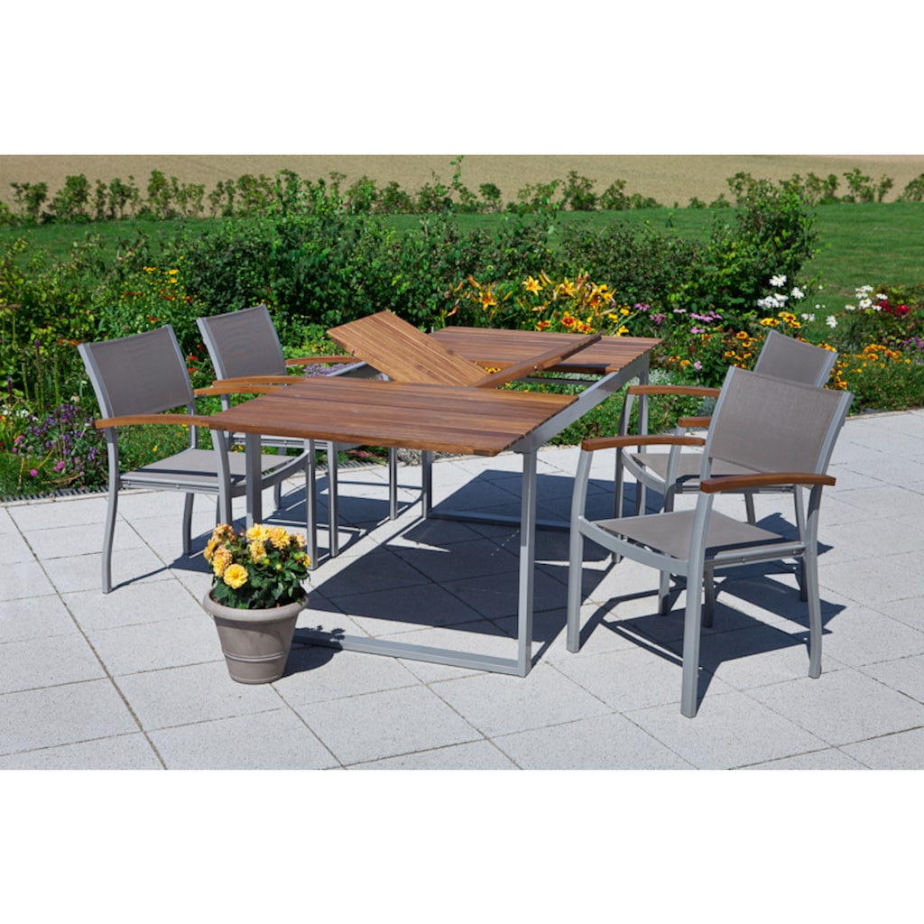 MERXX Garten-Essgruppe »Naxos«, (Set, 5 tlg.), mit ausziehbaren Tisch