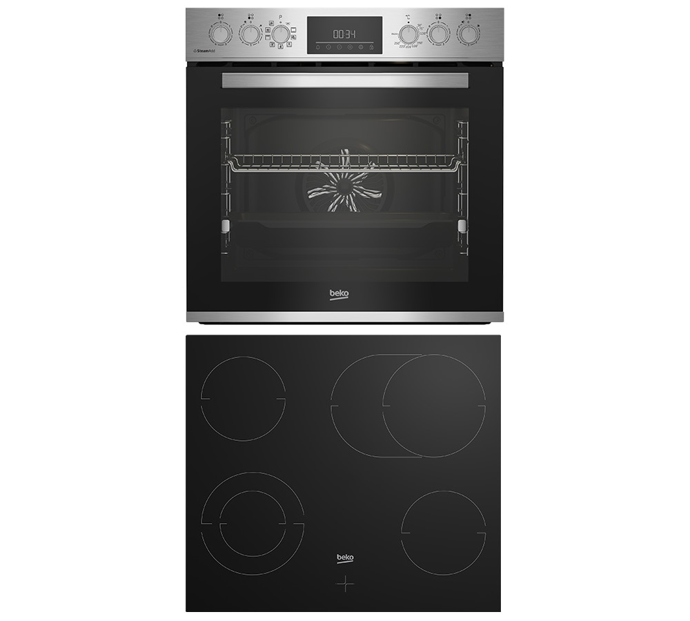 BEKO Elektro-Herd-Set "BBUMA1132X" mit 1-fach-Teleskopauszug Set, 1 Stk. tlg. Knusprige Ergebnisse mit wenig Fett mit der AirFry-Funktion
