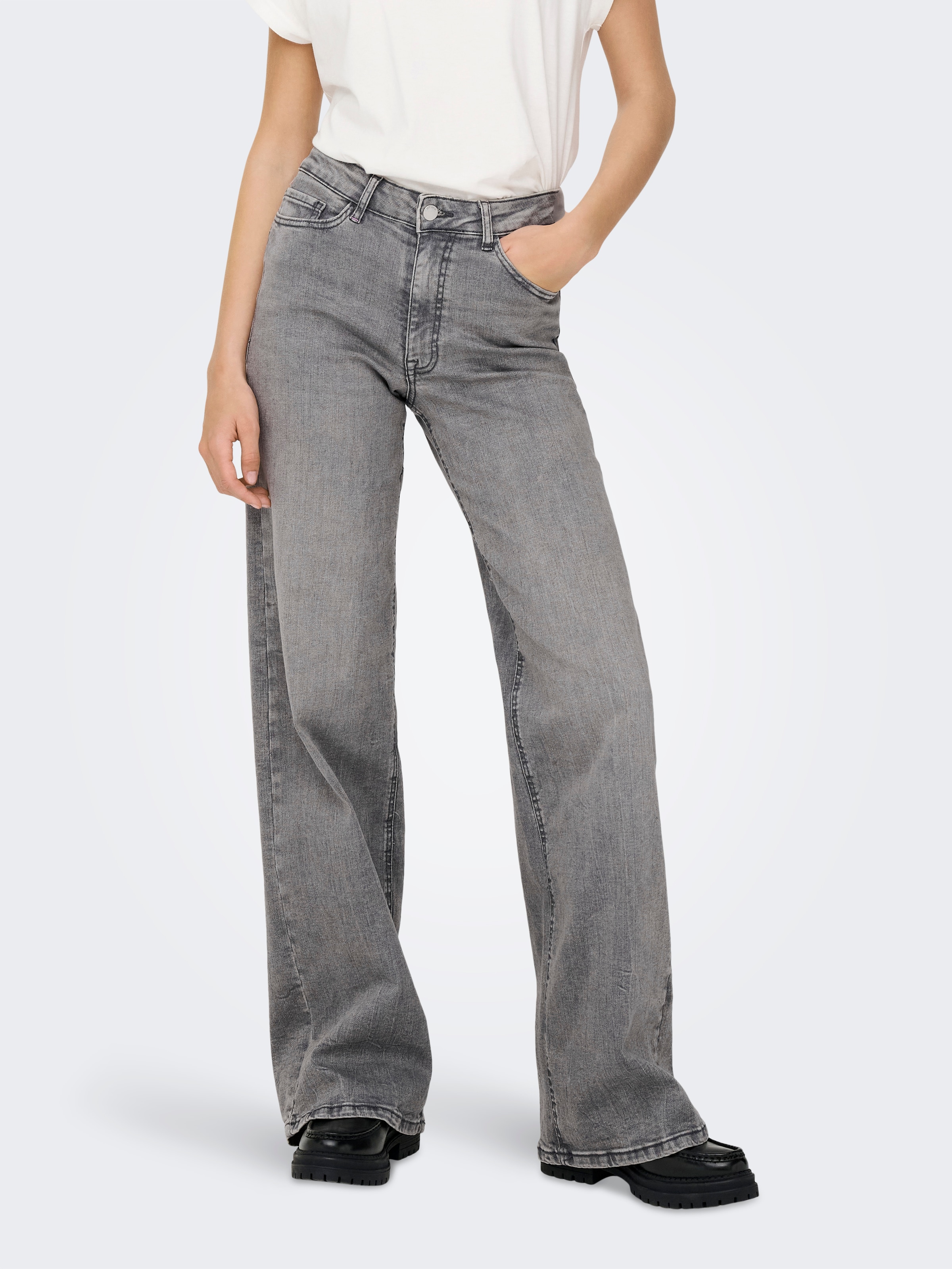 JDY High-waist-Jeans "JDYFELINA-FINA HW WIDE JNS LT GREY DNM" günstig online kaufen