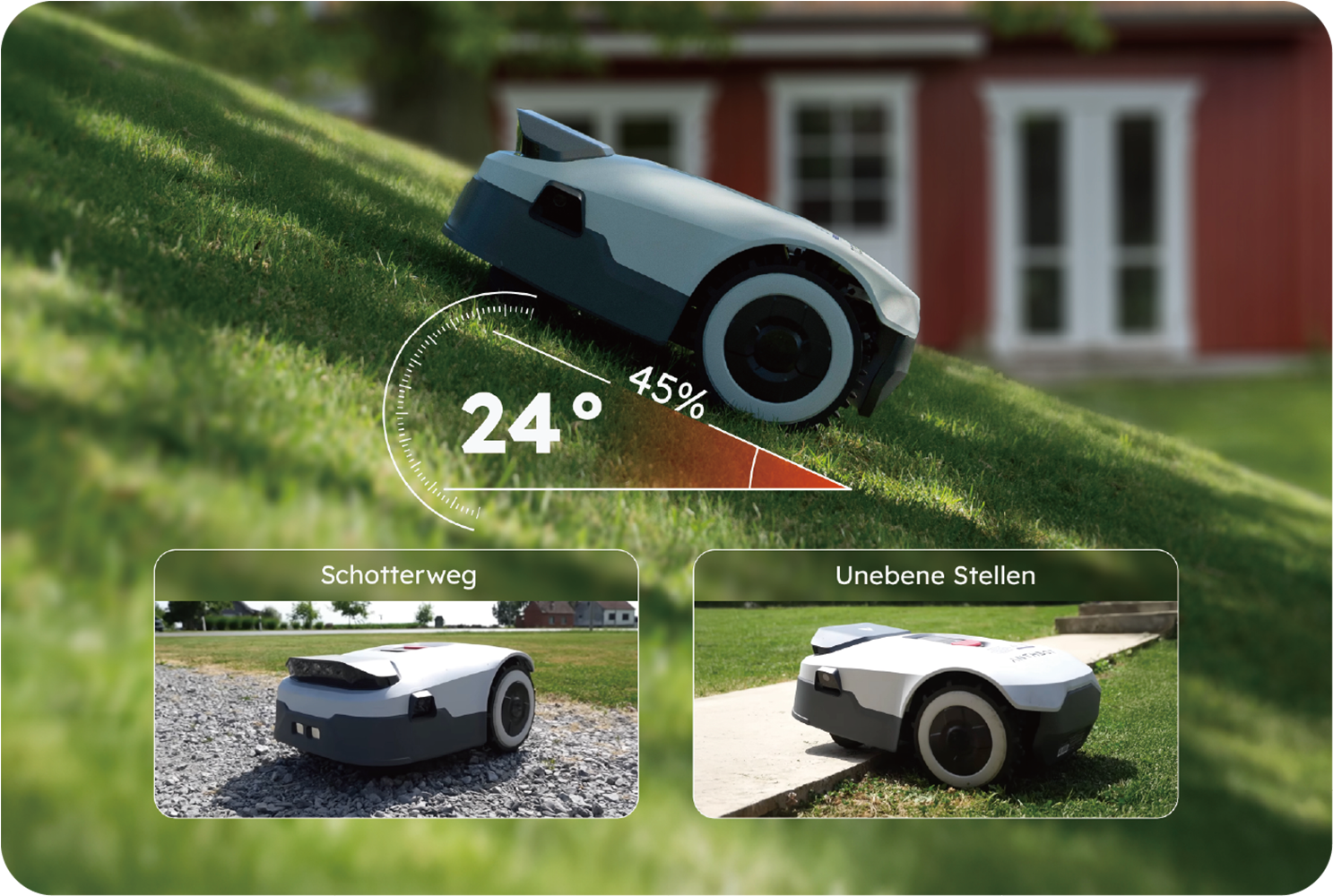 Anthbot Rasenmähroboter »90ANT-LMGenie1000« KI‑Hindernisvermeidung, Multi‑Zonen-Verwaltung,   Kabellose Installation, Full‑Band‑RTK mit 4 KI‑Kameras