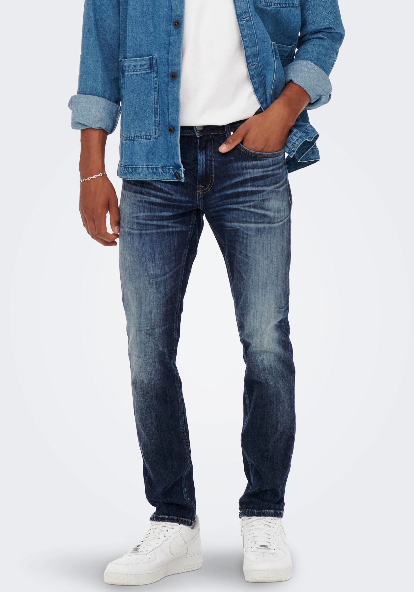 ONLY & SONS Straight-Jeans "ONSWEFT REGULAR WB 0021 TAI DNM NOOS", im 4-Pocket-Style