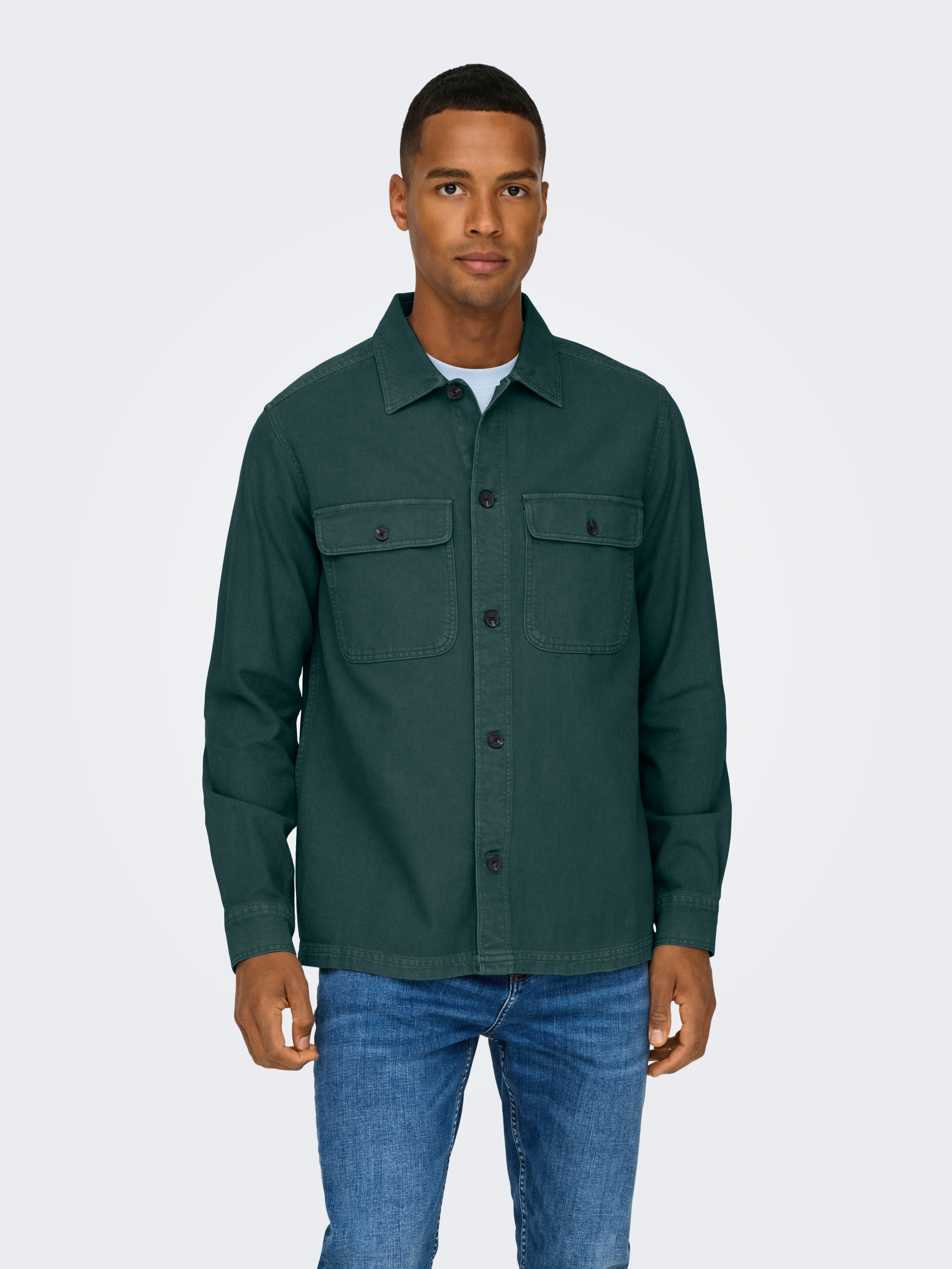 ONLY & SONS Langarmhemd "ONSOLIVER TWILL OVERDYE OVERSHIRT BF" günstig online kaufen