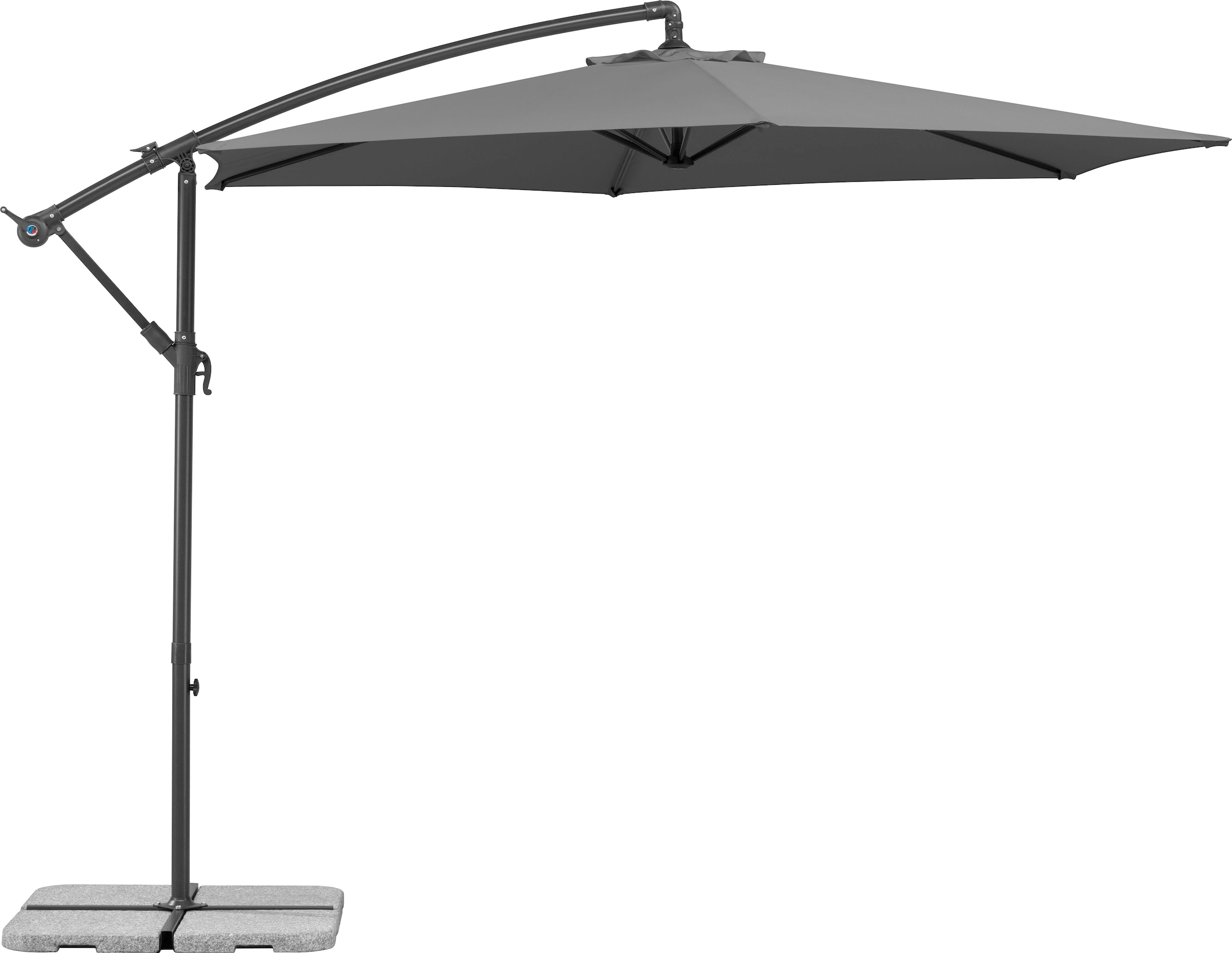 Ampelschirm, grau, SCHNEIDER SCHIRME, Bespannung: 100% Polyester, Standschirme, "Venus, TOPSELLER", Stock zweiteilig 48 mm Ø, Bespannung aus Polyester