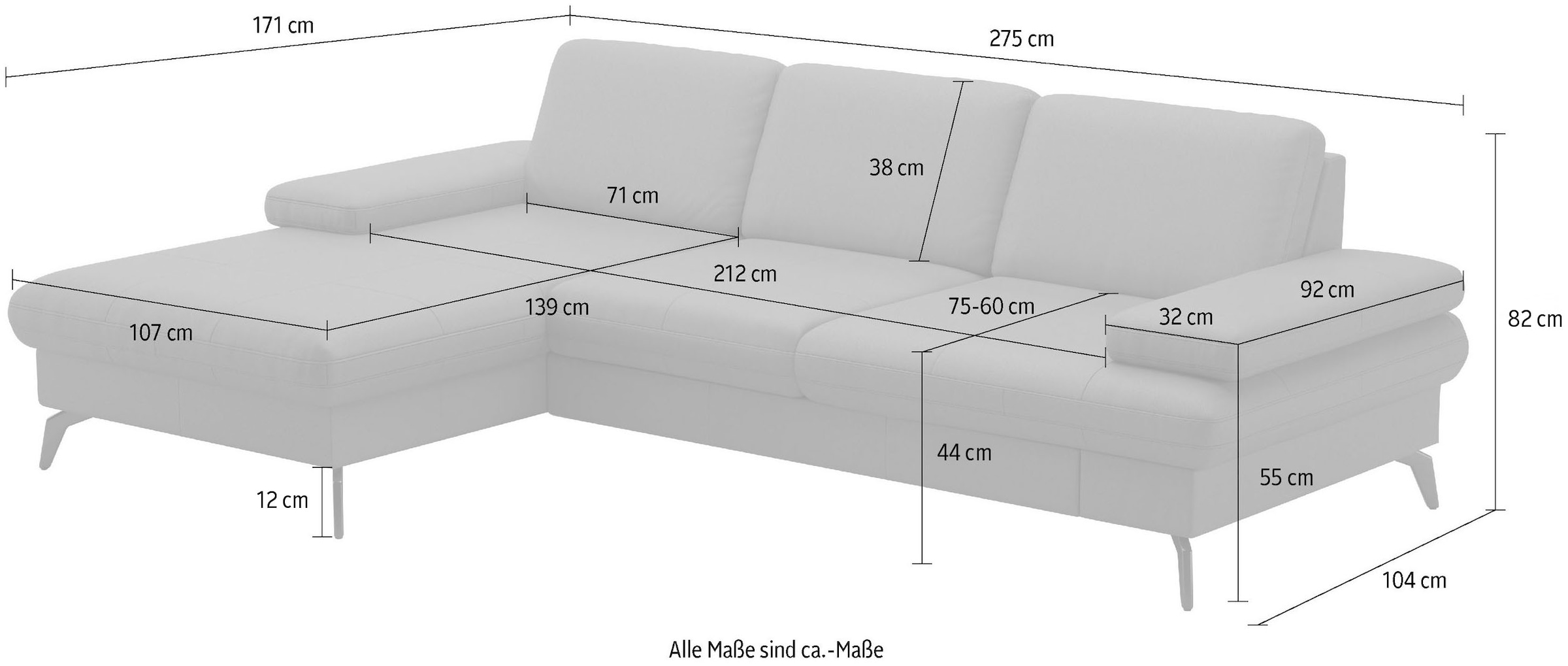 sit&more Ecksofa »Morris L-Form, inkl. Sitztiefenverstellung«, wahlweise mit Armteilverstellung, Bettfunktion & Bettkasten