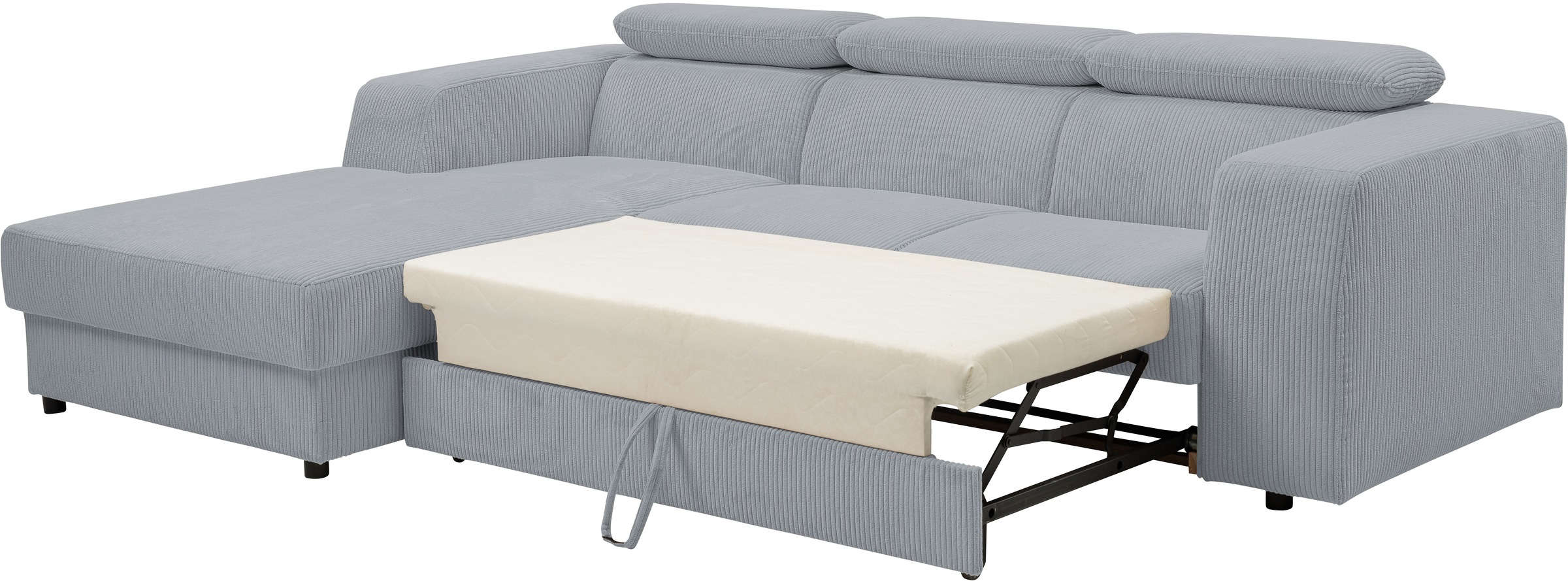 WERK2 Ecksofa »Cherry, modernes Sofa mit Komfortfunktionen, Breite 270cm, L-Form,«, bequem, mit verstellbaren Kopfteilen, Schlaffunktion und Bettkasten