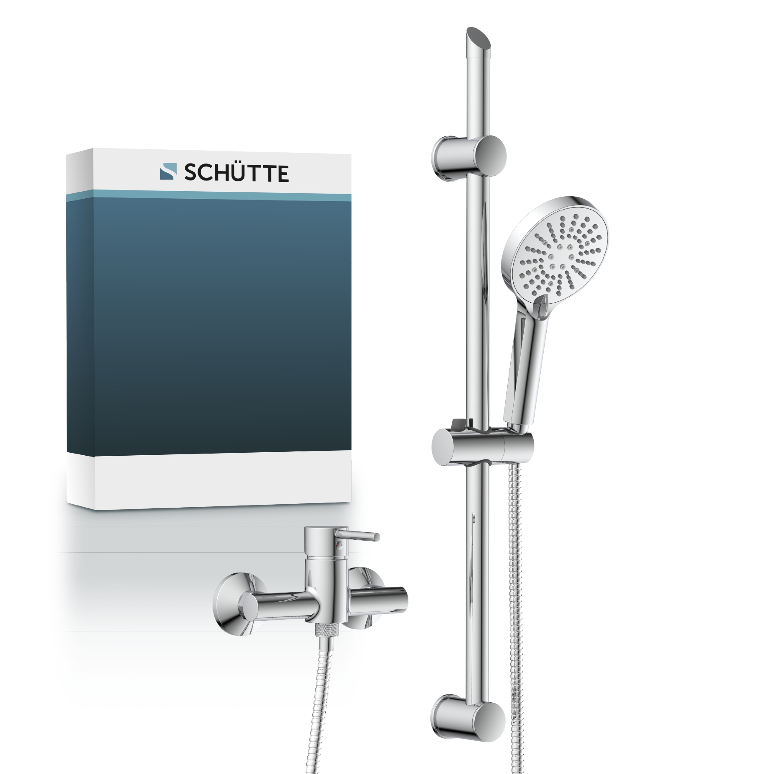 Schütte Duschsystem "SAMANA" wassersparend, Antikalk, 3-fach verstellbar, Wasserstoppfunktion