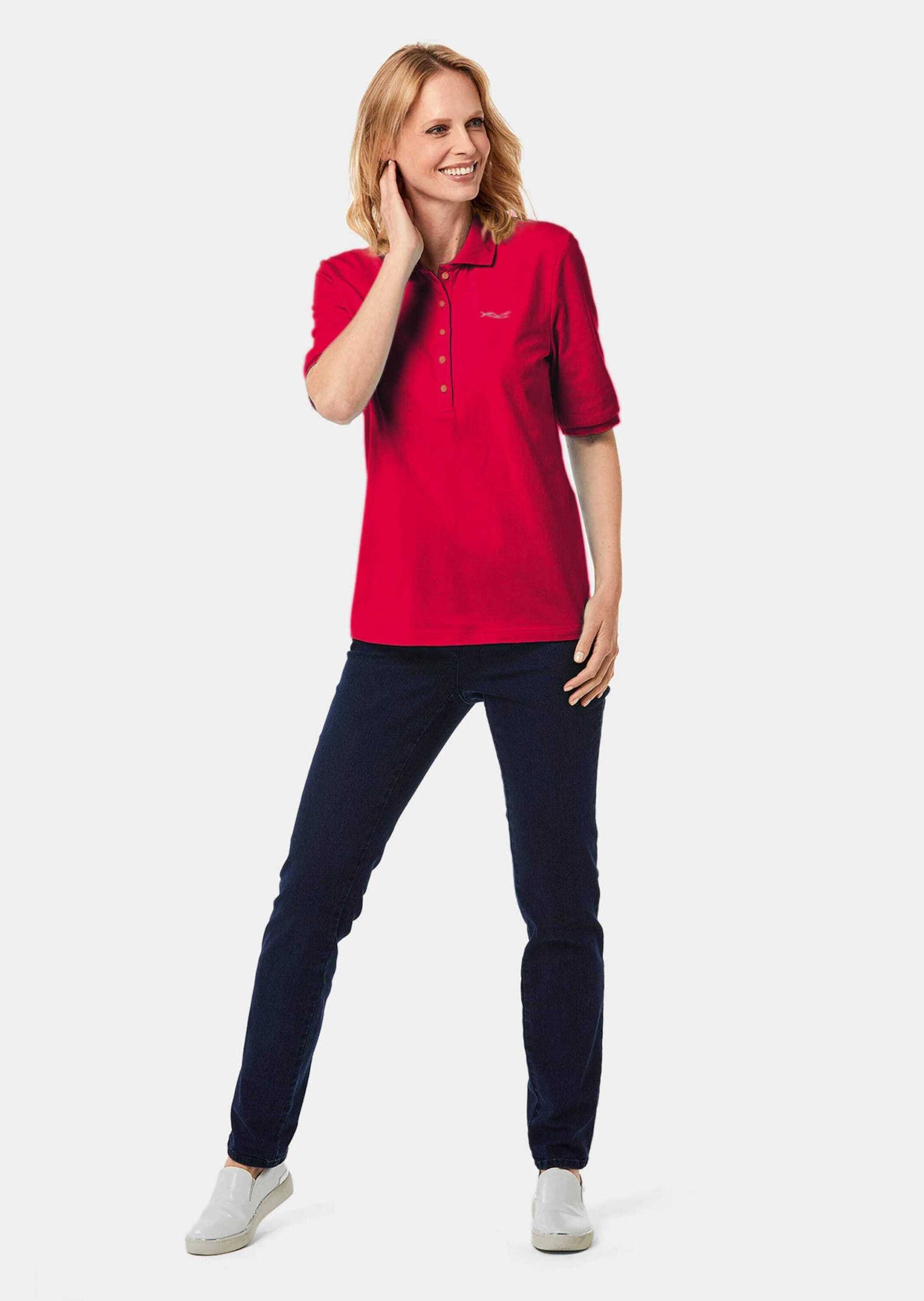 GOLDNER Poloshirt »Baumwollshirt mit Glitzerstickerei« Ohne