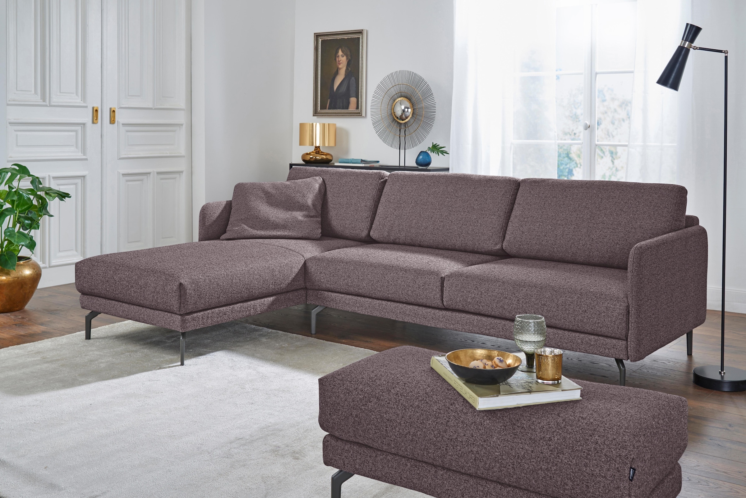 Creation BY ROLF BENZ Ecksofa »CR.450, Designecksofa, Polsterecke, L-Form« Armlehne sehr schmal, Breite 234 cm, Alugussfüße in umbragrau