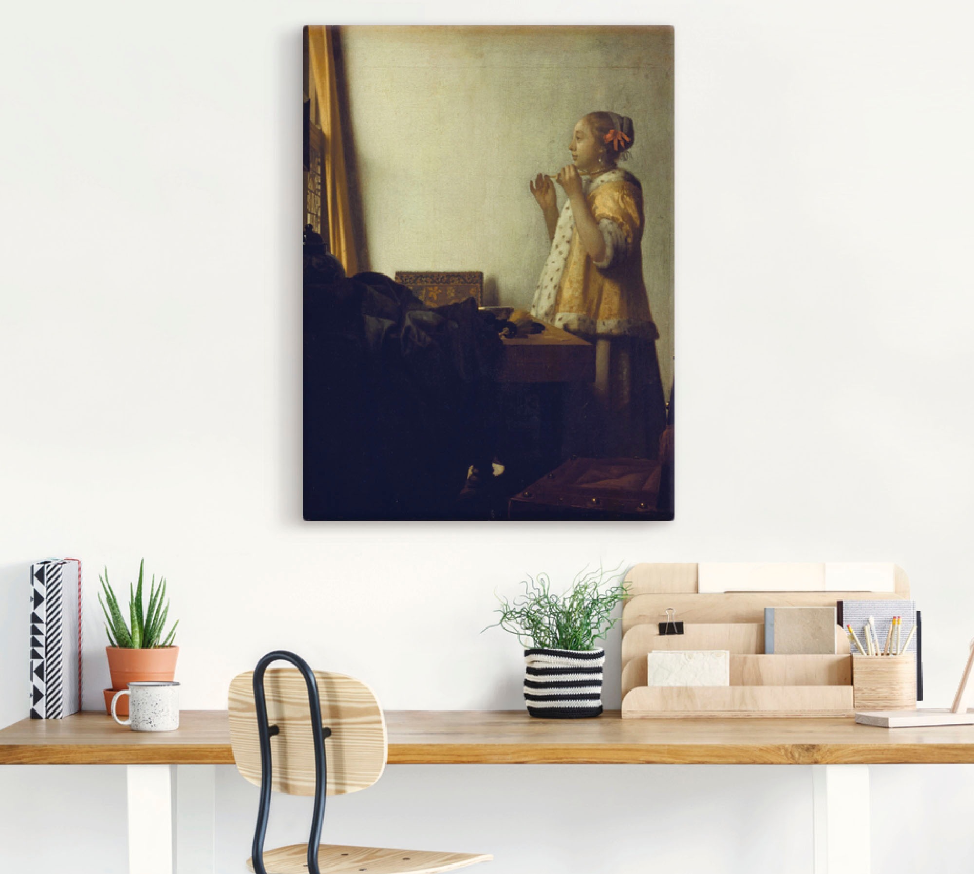 Artland Wandbild »Junge Dame mit Perlenhalsband«, Frau, (1 St.), als Leinwandbild, Wandaufkleber oder Poster in versch. Größen