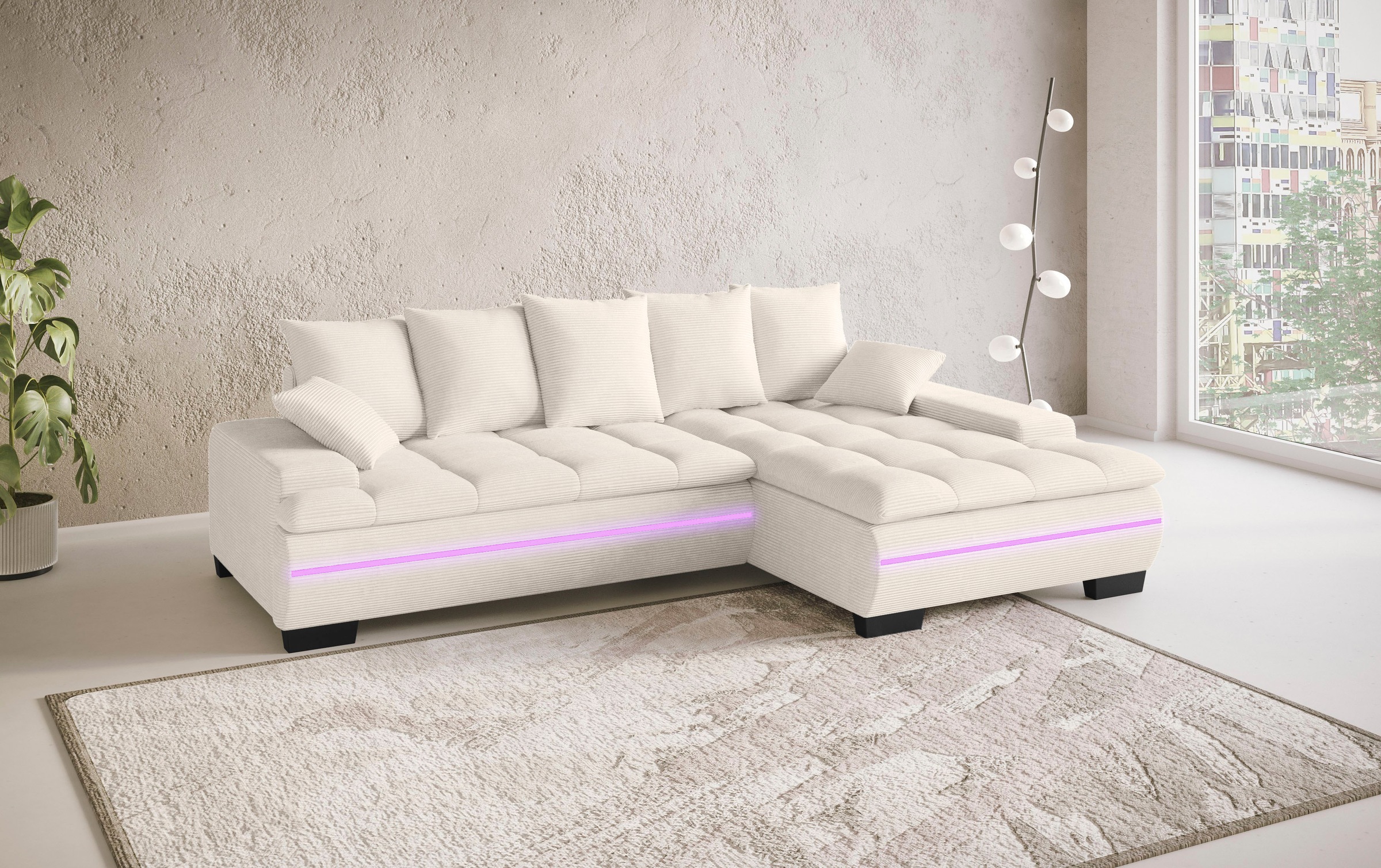 Mr. Couch Ecksofa "Haiti II, L-Form", RGB-LED Beleuchtung, Kaltschaum, wahl günstig online kaufen