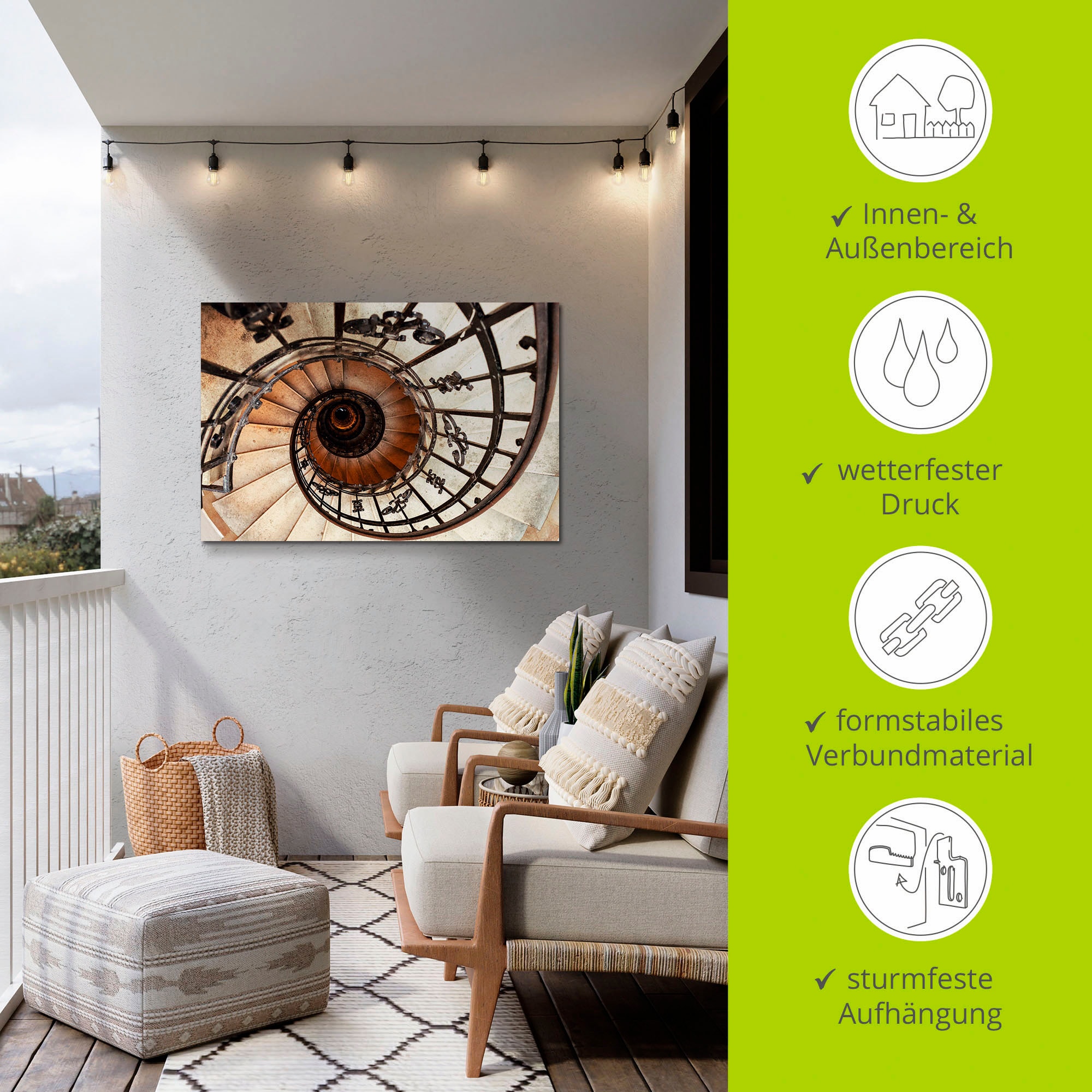 Artland Wandbild »Treppe«, Architektonische Elemente, (1 St.), als Alubild, Outdoorbild, Leinwandbild, Poster, Wandaufkleber
