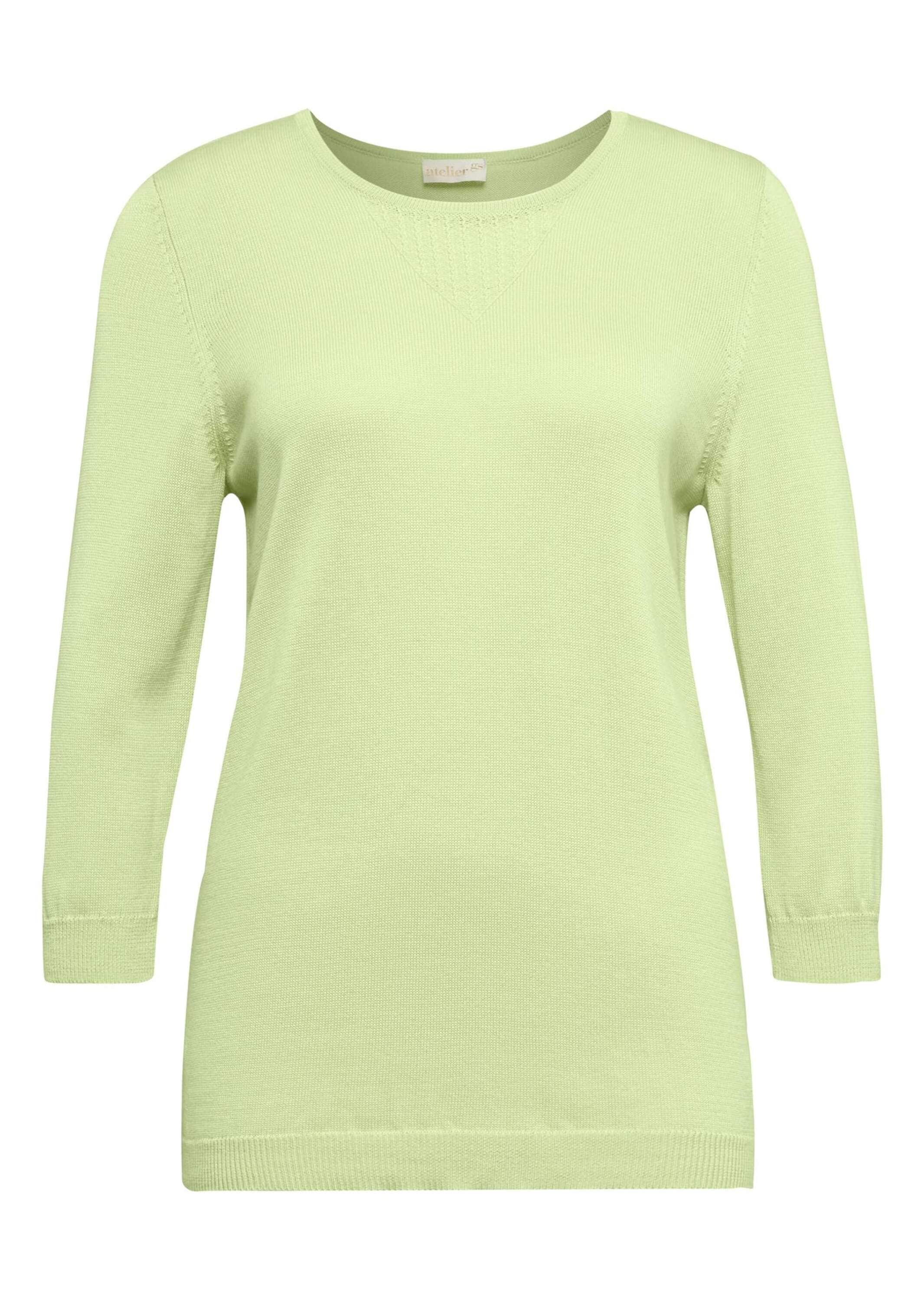GOLDNER 3/4 Arm-Pullover "Kurzgröße Strickpullover mit Ajourmuster" Ohne