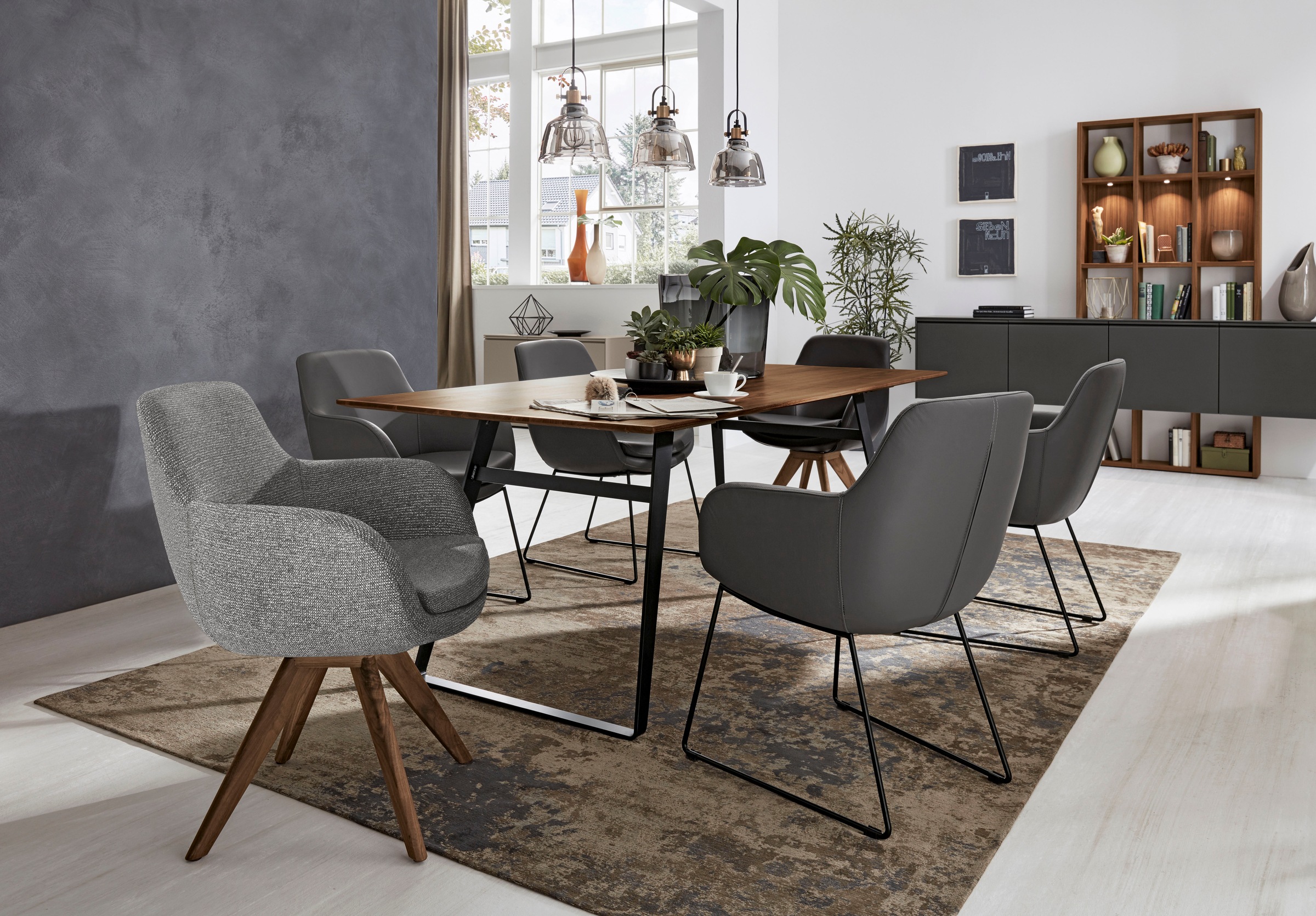 Musterring Esszimmerstuhl "Tavia", (Set), Chenille, Stativgestell Wildnussb günstig online kaufen