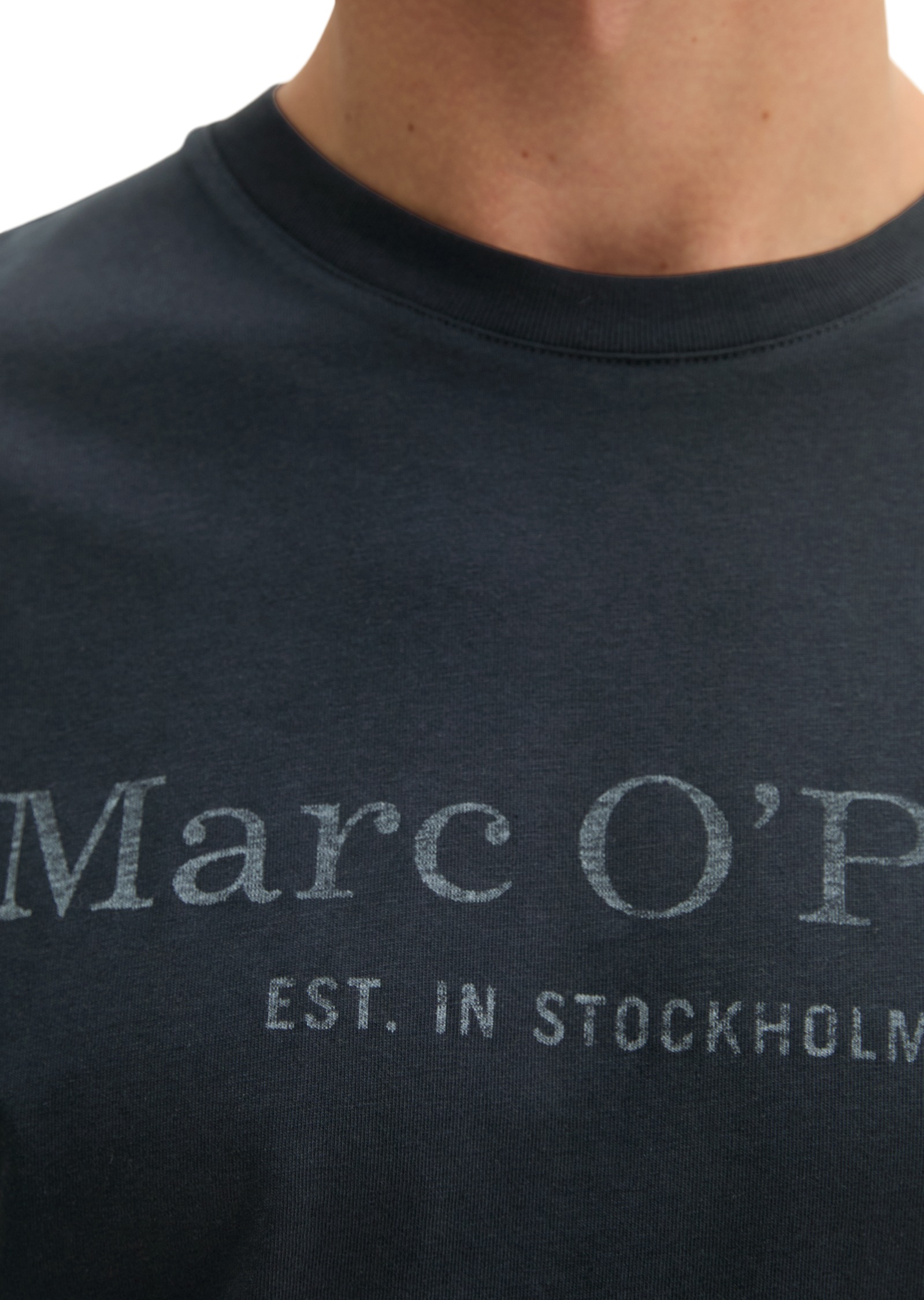 T-Shirt MARC O'POLO "aus Organic Cotton", Herren, Gr. L, blau (schwarz navy), Obermaterial: 100% Baumwolle, unifarben, Basic, Basic, Rundhals, Shirts T-Shirt 7