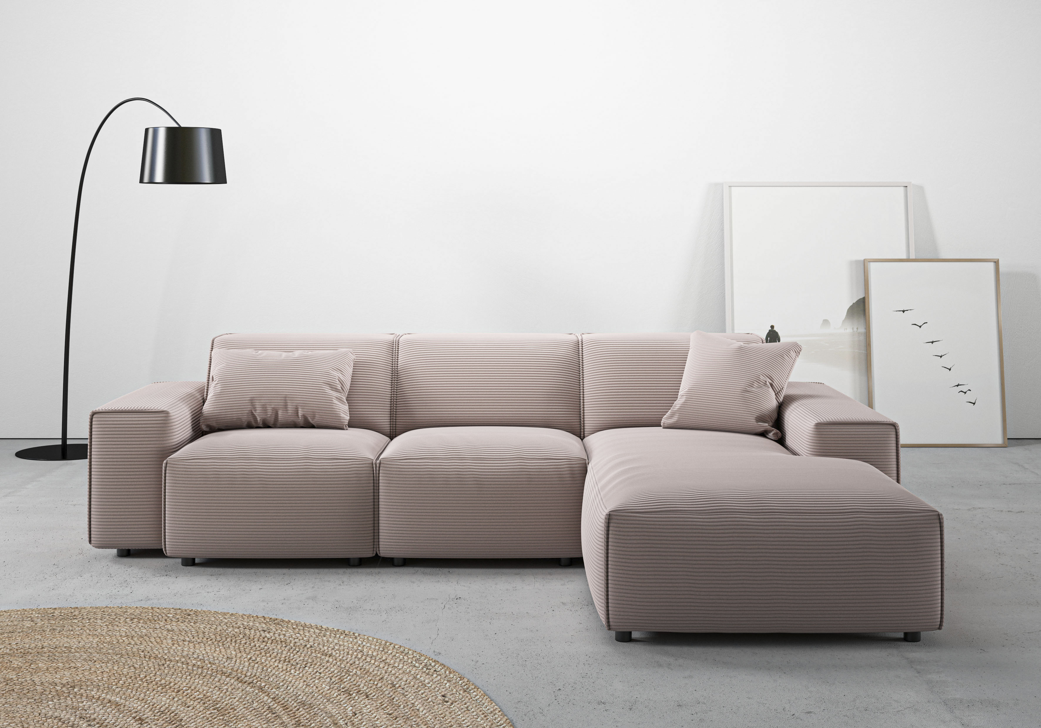 Home affaire Ecksofa "Glimminge L-Form auch in Breitcord, Feincord + Easy care-Bezug," Breite 264, Zierkissen