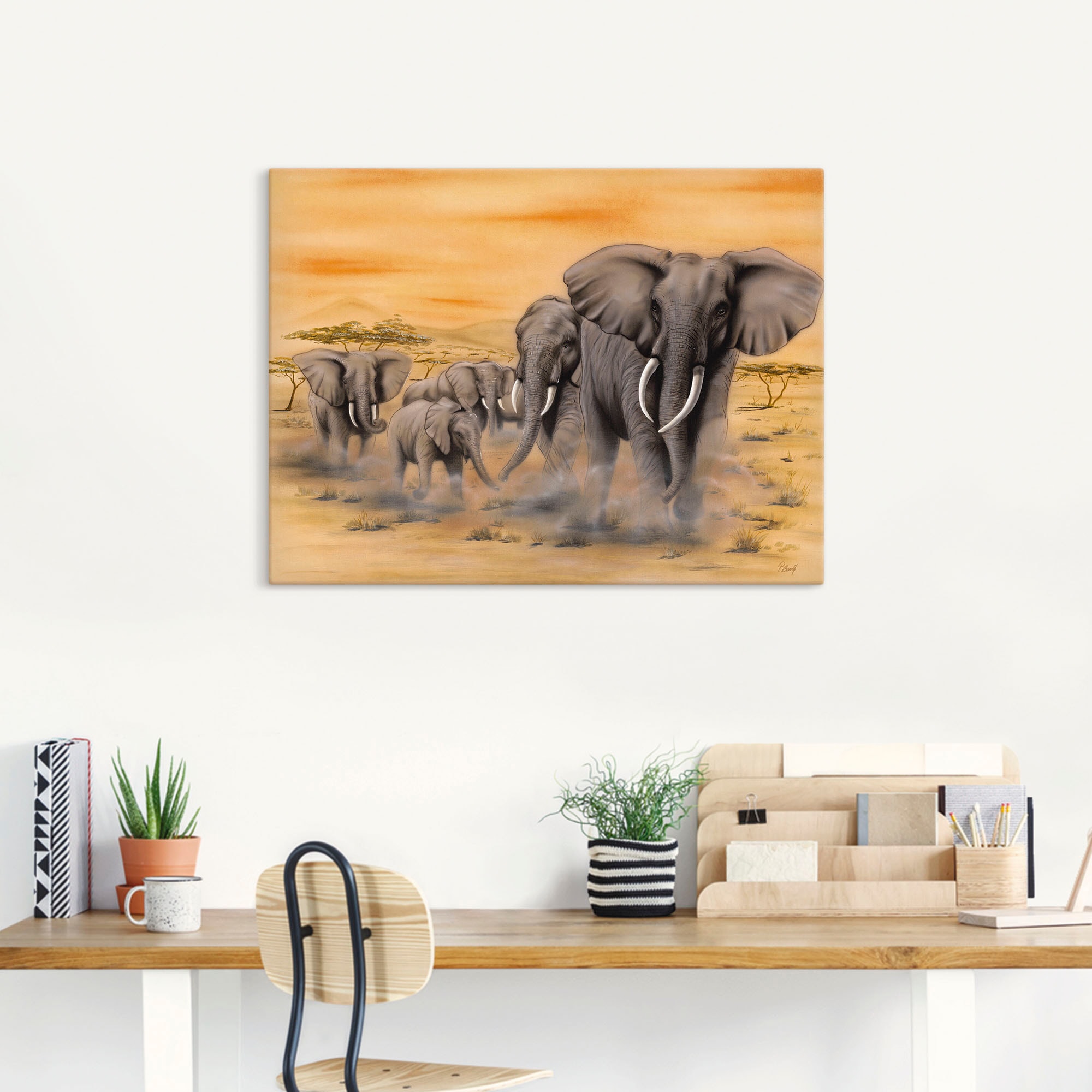 Artland Wandbild »Steppenelefanten«, Elefanten Bilder, (1 St.), als Alubild, Outdoorbild, Leinwandbild, Poster, Wandaufkleber