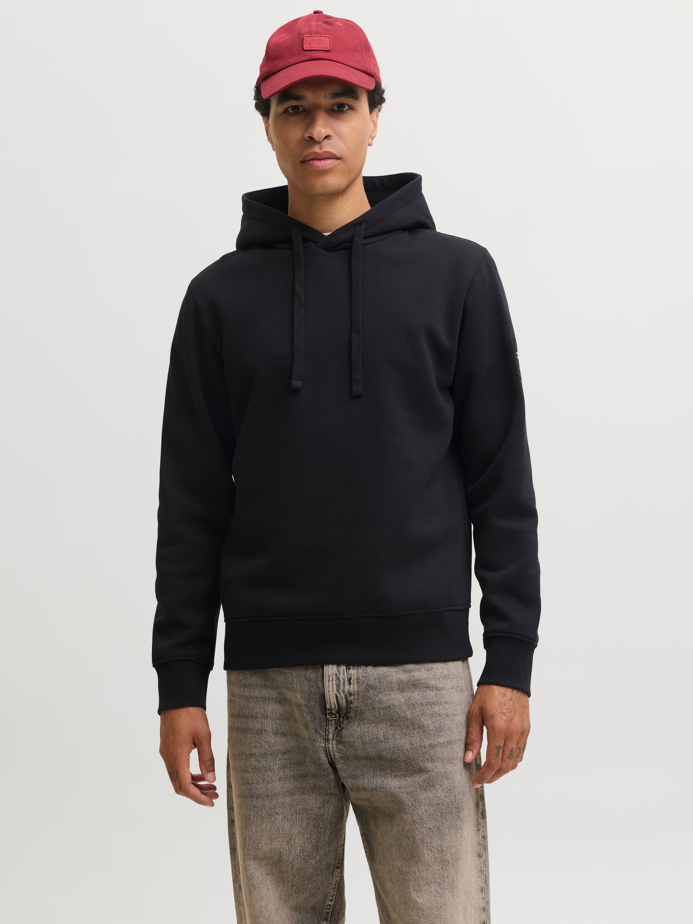Jack & Jones »JJCLEVELAND SWEAT HOOD SN«, Materialmix, regular fit
