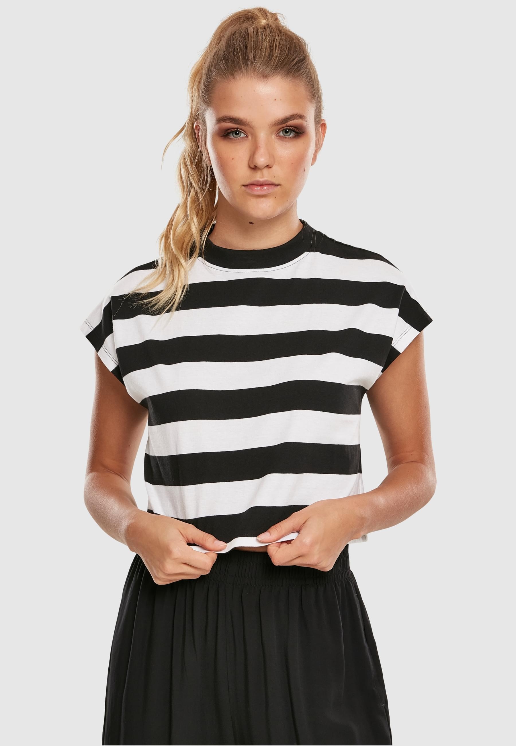 URBAN CLASSICS T-Shirt »Urban Classics Damen Ladies Stripe Short Tee«, (1 tlg.)