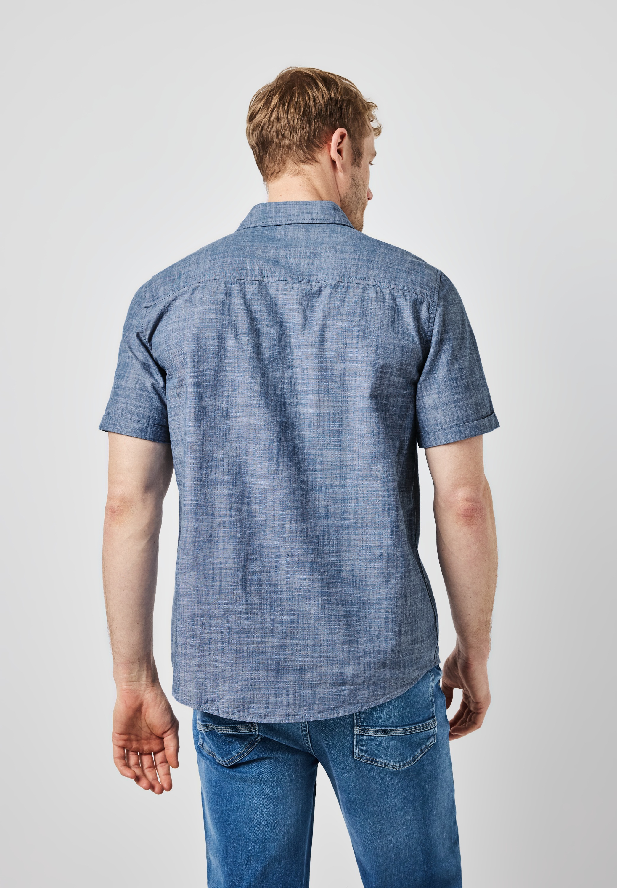 STREET ONE MEN Kurzarmhemd, aus reiner Baumwolle
