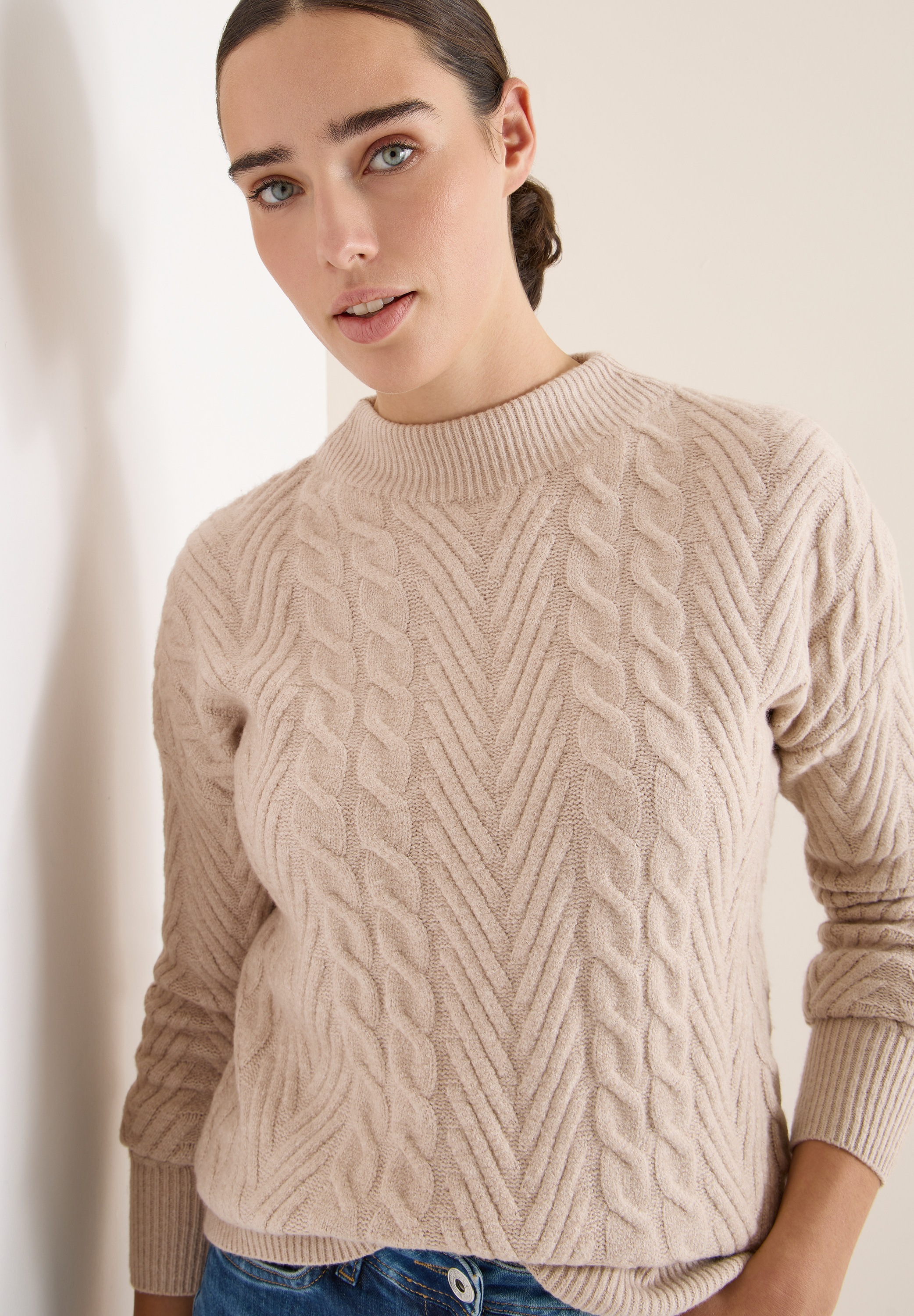 Cecil Strickpullover mit Turtle Neck, Zopfmuster günstig online kaufen