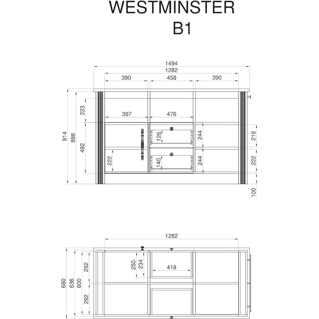 Home affaire Unterschrank »Westminster«, Kücheninsel frei im Raum stellbar, Breite 150 cm
