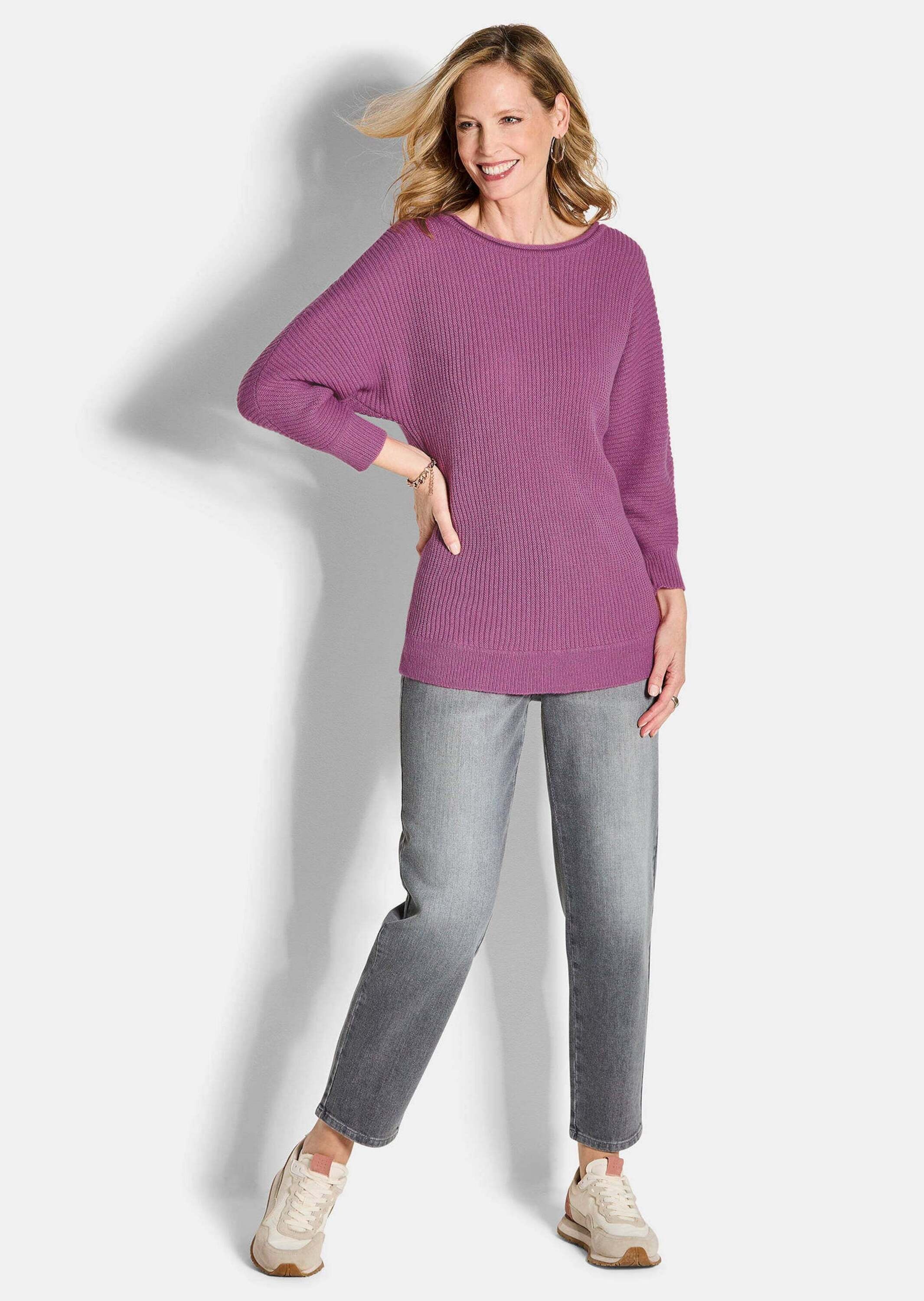 GOLDNER Rundhalspullover "Fledermausärmel-Pullover, Schurwolle" günstig online kaufen