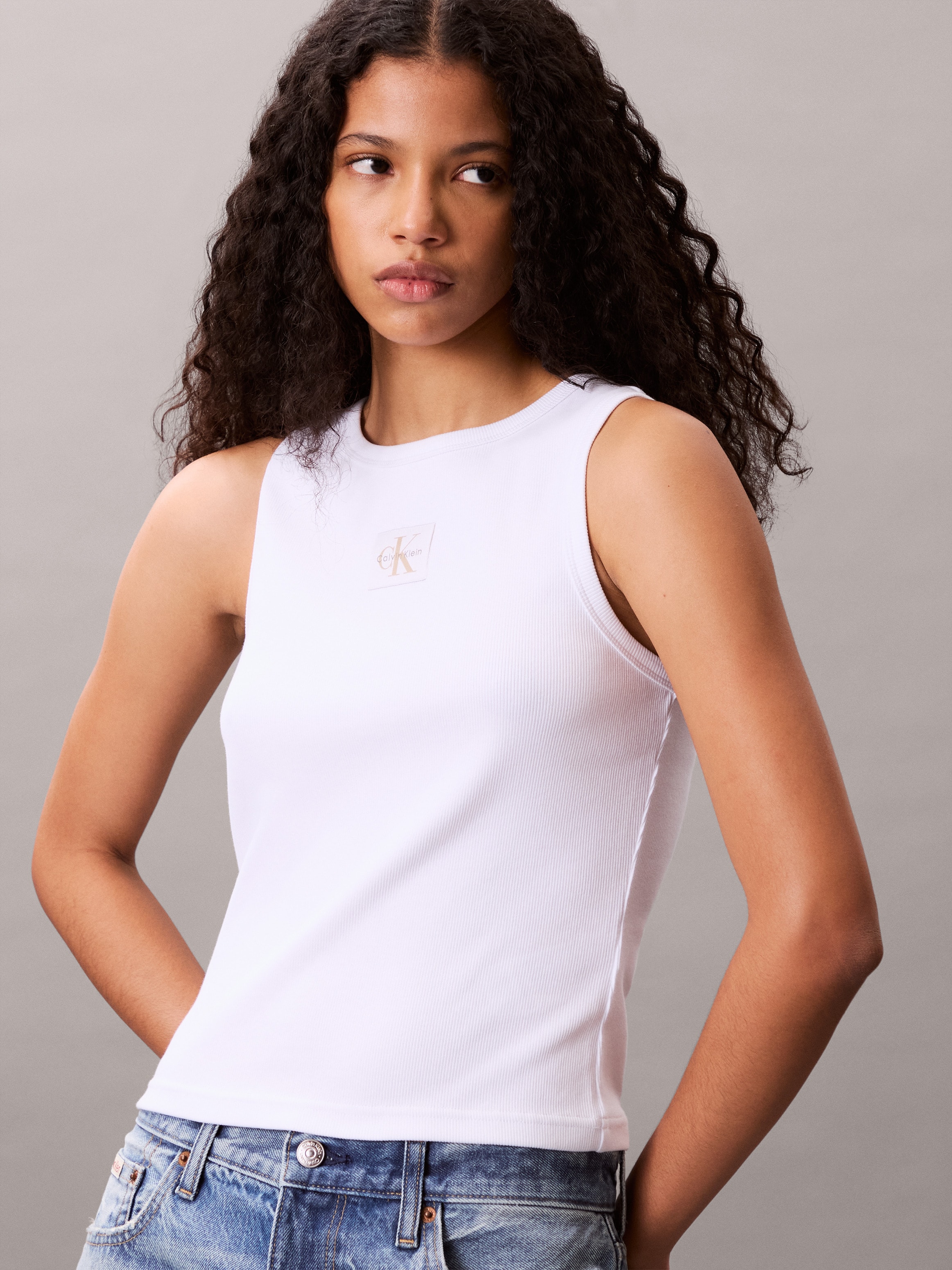 Calvin Klein Jeans Tanktop »A - WVN LBL 2X2 CTTN«, Mit Rundhalsausschnitt