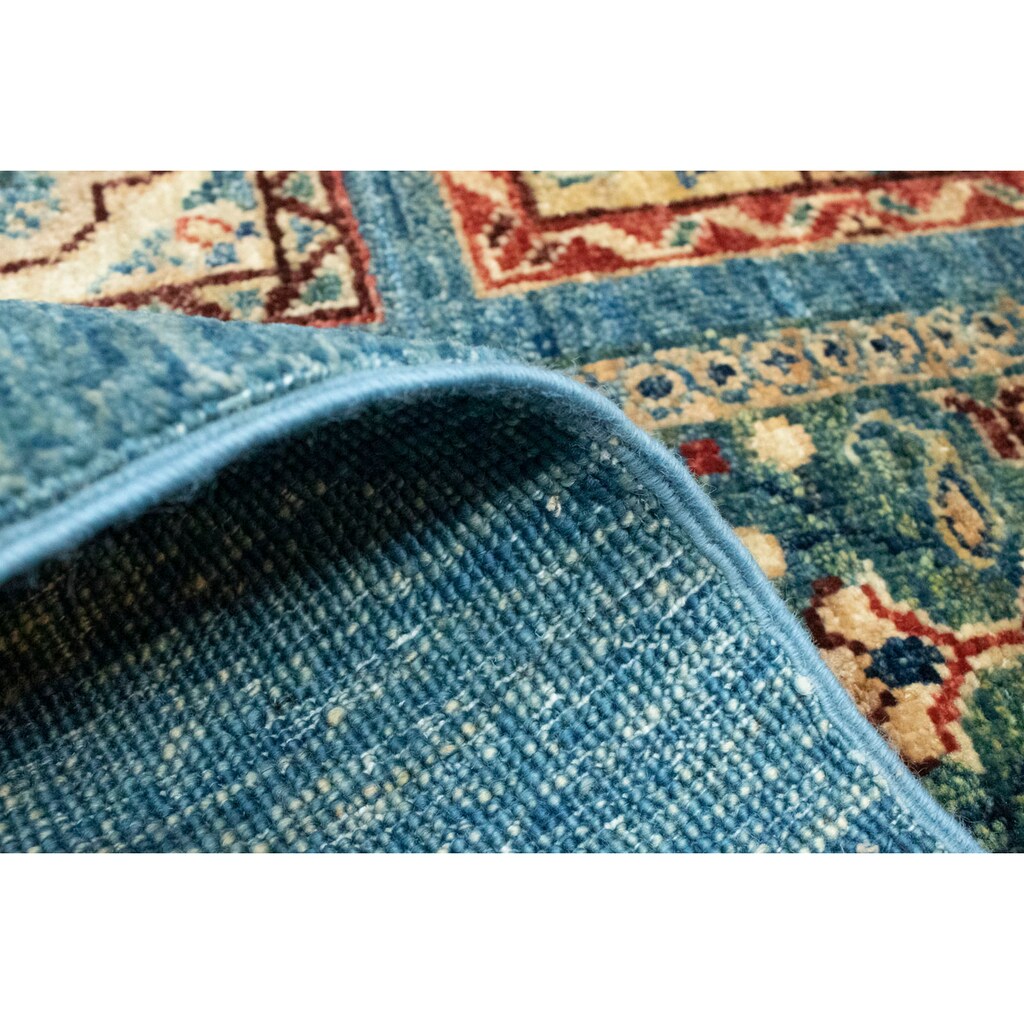 morgenland Wollteppich »Gabbeh Teppich handgeknüpft blau«, rechteckig