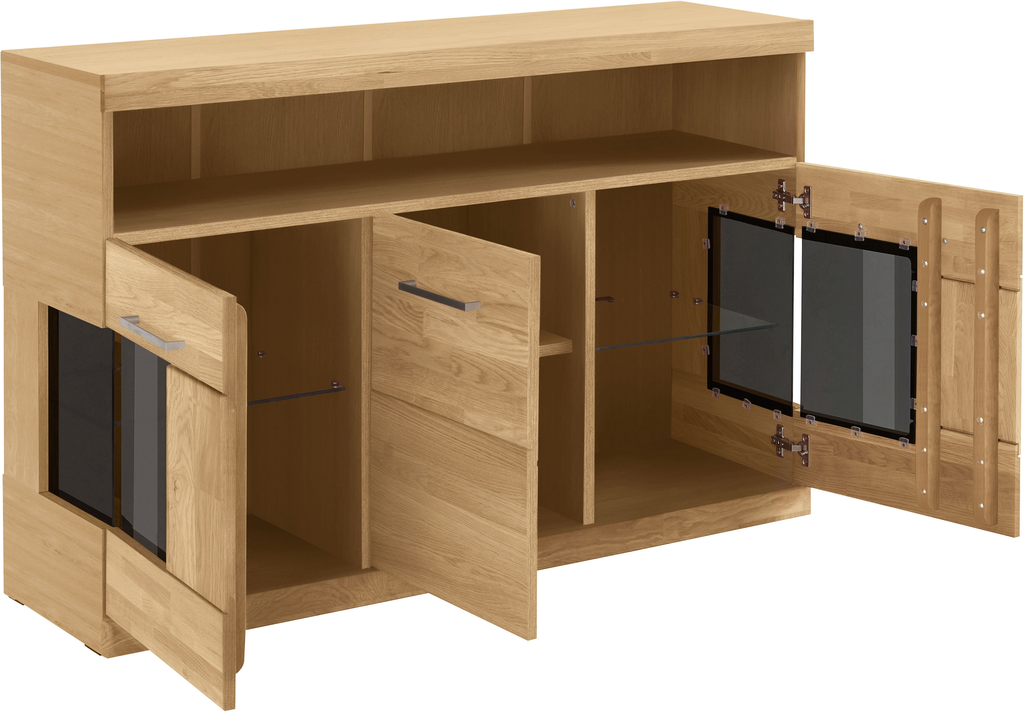 Thumbnail - Home affaire Sideboard "Ribe,130cm breit,Fronten Massivholz,2Türen mit gehärtetem Glaseinsatz", Korpus aus Holzwerkstoff...