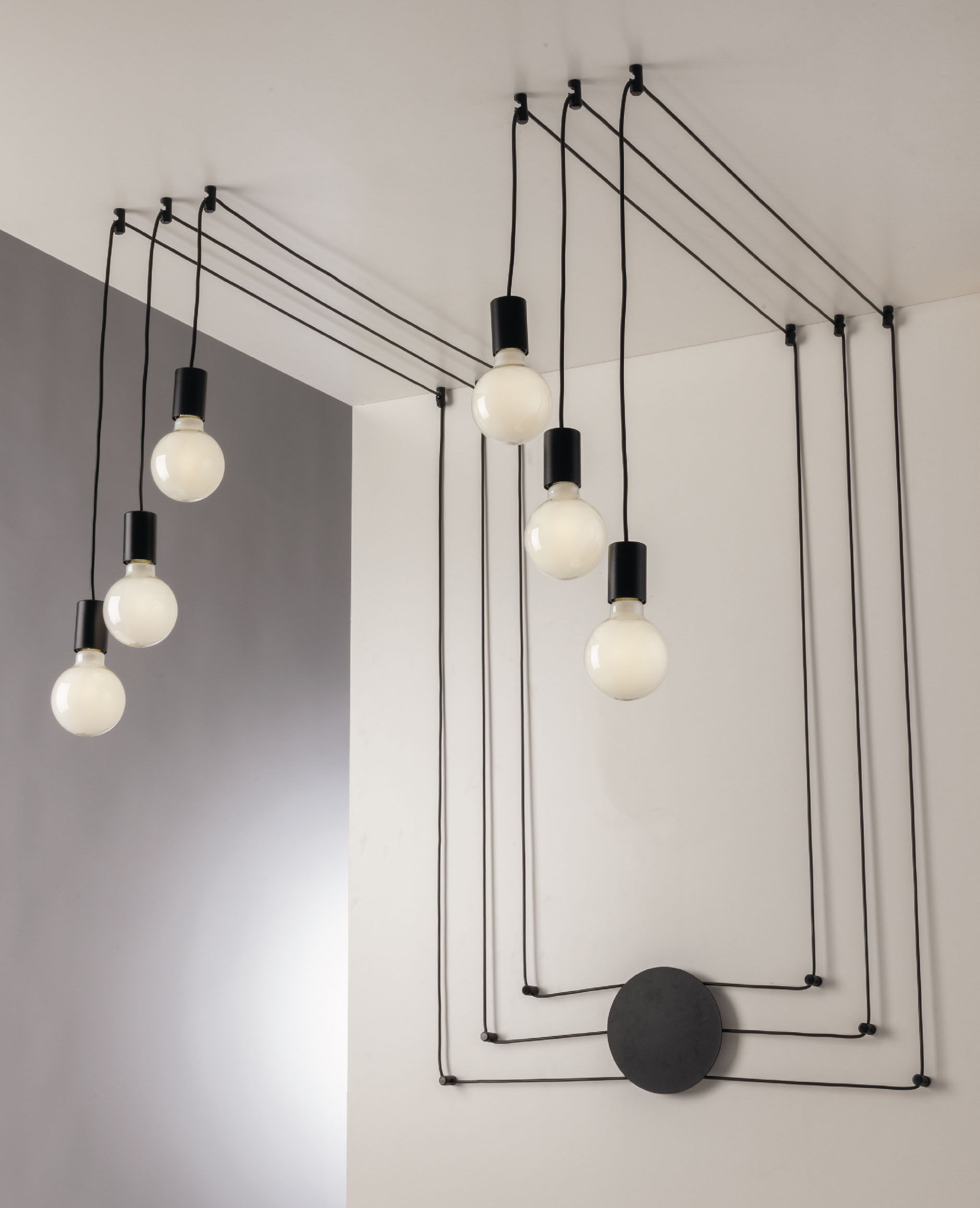 LUCE Design Deckenleuchte I-HABITAT-PL6 NER, E27, 1 St.