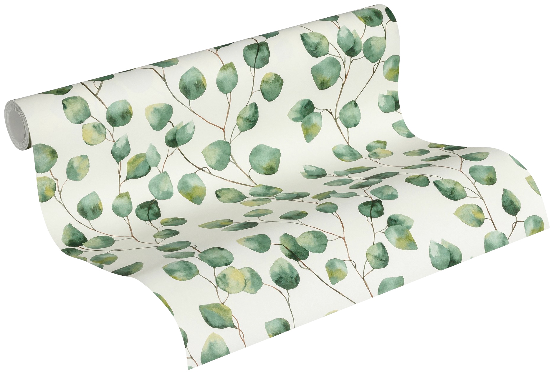 A.S. Création Vliestapete »Greenery mit Blätter Motiv«, floral-botanisch-Wald, Tapete Blumen Tapeten Wohnzimmer Schlafzimmer Küche Flur Design Optik