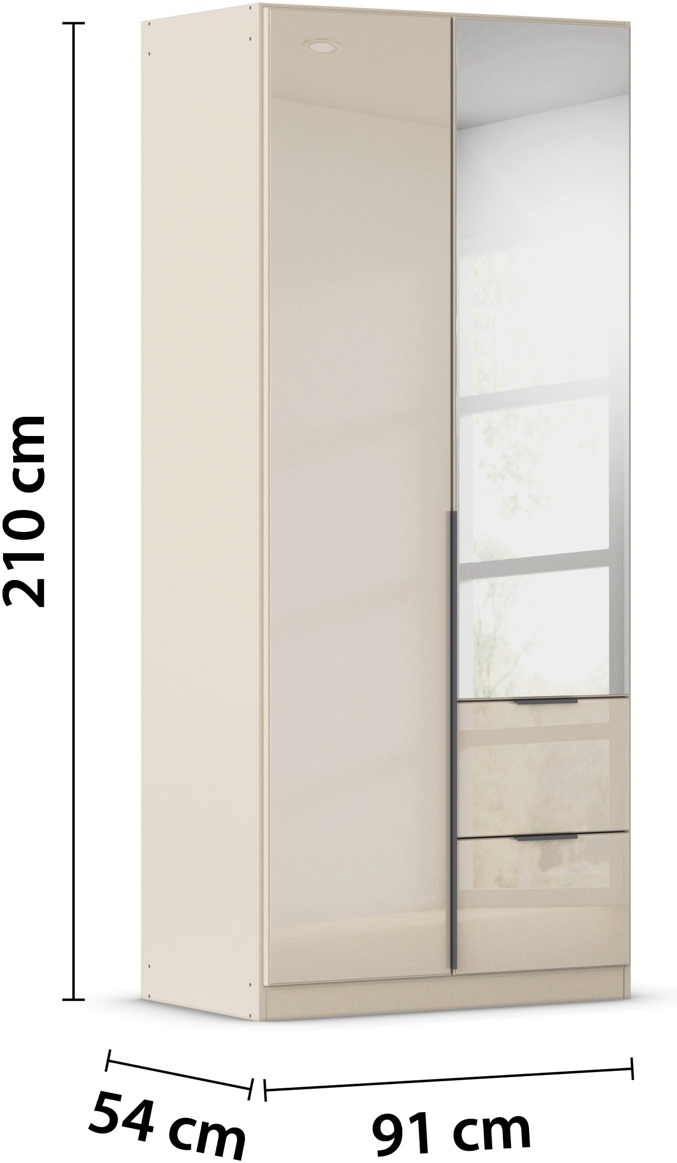 rauch Drehtürenschrank »Kleiderschrank Kleiderschränke Schrank Garderobe AGORDO mit Glasfront«, (in zwei Griff-Farben mit Glasfront), mit Außenschubkästen, in 6 Breiten und 2 Höhen MADE IN GERMANY