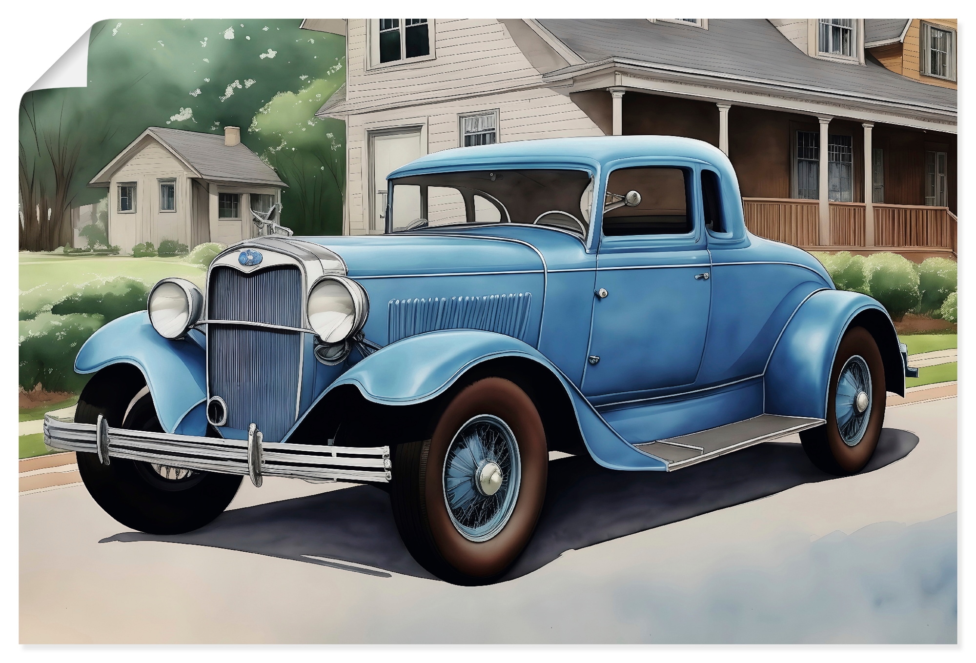 Artland Wandbild "Blauer Oldtimer der 1930er Jahre" Auto 1 Stk. tlg. als Alubild, Leinwandbild, Poster, Wandaufkleber in verschied. Größen