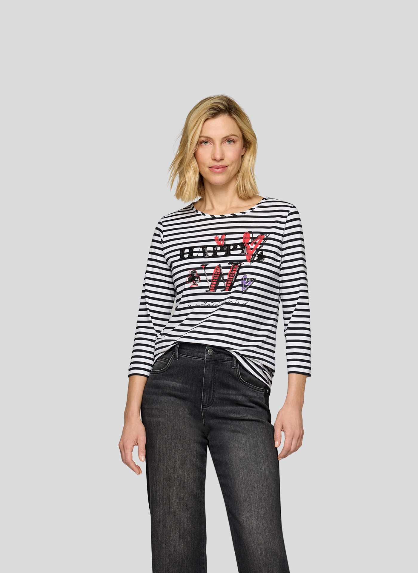 Rabe 3/4-Arm-Shirt, mit Schriftzug