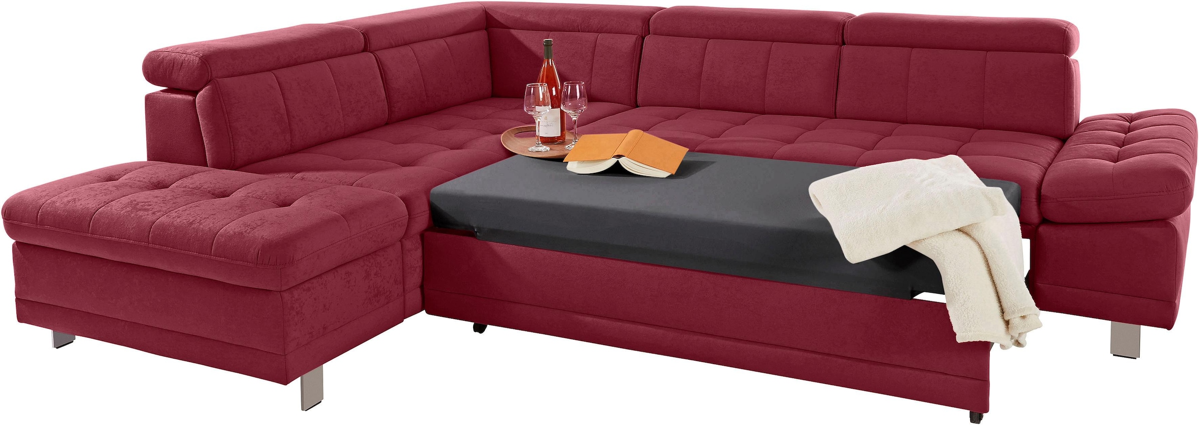sit&more Ecksofa »Limit L-Form«, wahlweise mit Bettfunktion und Bettkasten