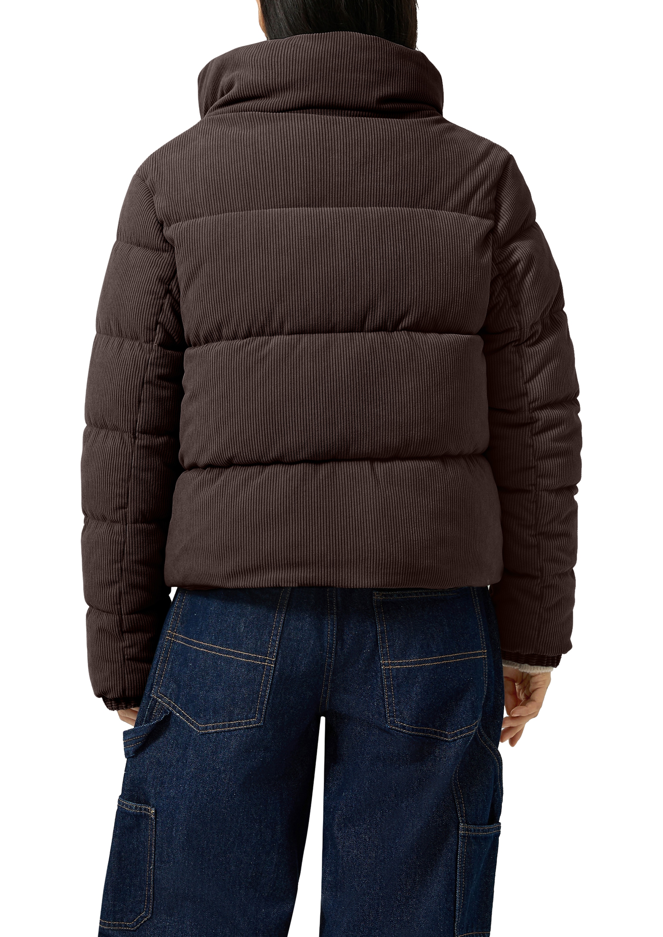 QS Steppjacke ohne Kapuze Winterjacke in Cord-Optik mit Stehkragen