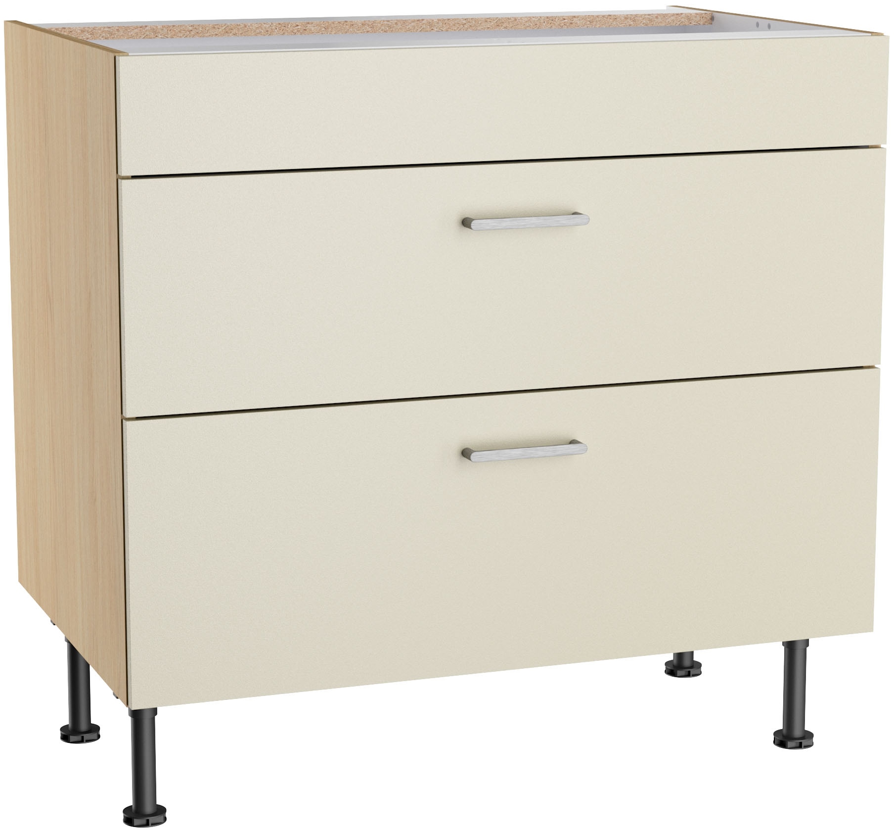 KOCHSTATION Kochfeldumbauschrank "KS-Lucy" Breite 90 cm, mit 2 Auszügen, Soft-Close, höhenverstellbare Füße