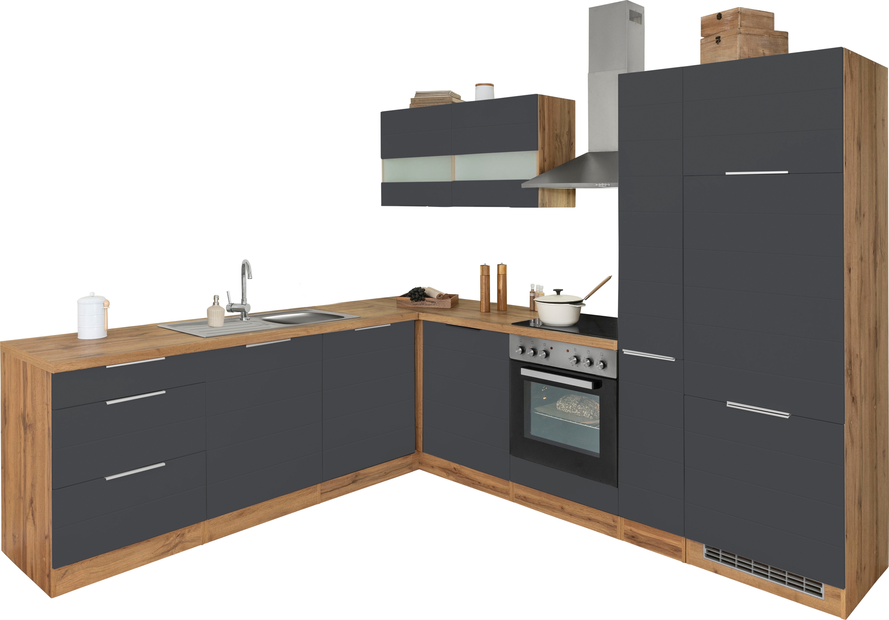 KOCHSTATION Kleiderschrank "KS-Luhe" Stellbreite 240x270 cm, wahlweise mit oder ohne E-Geräten, MDF-Fronten