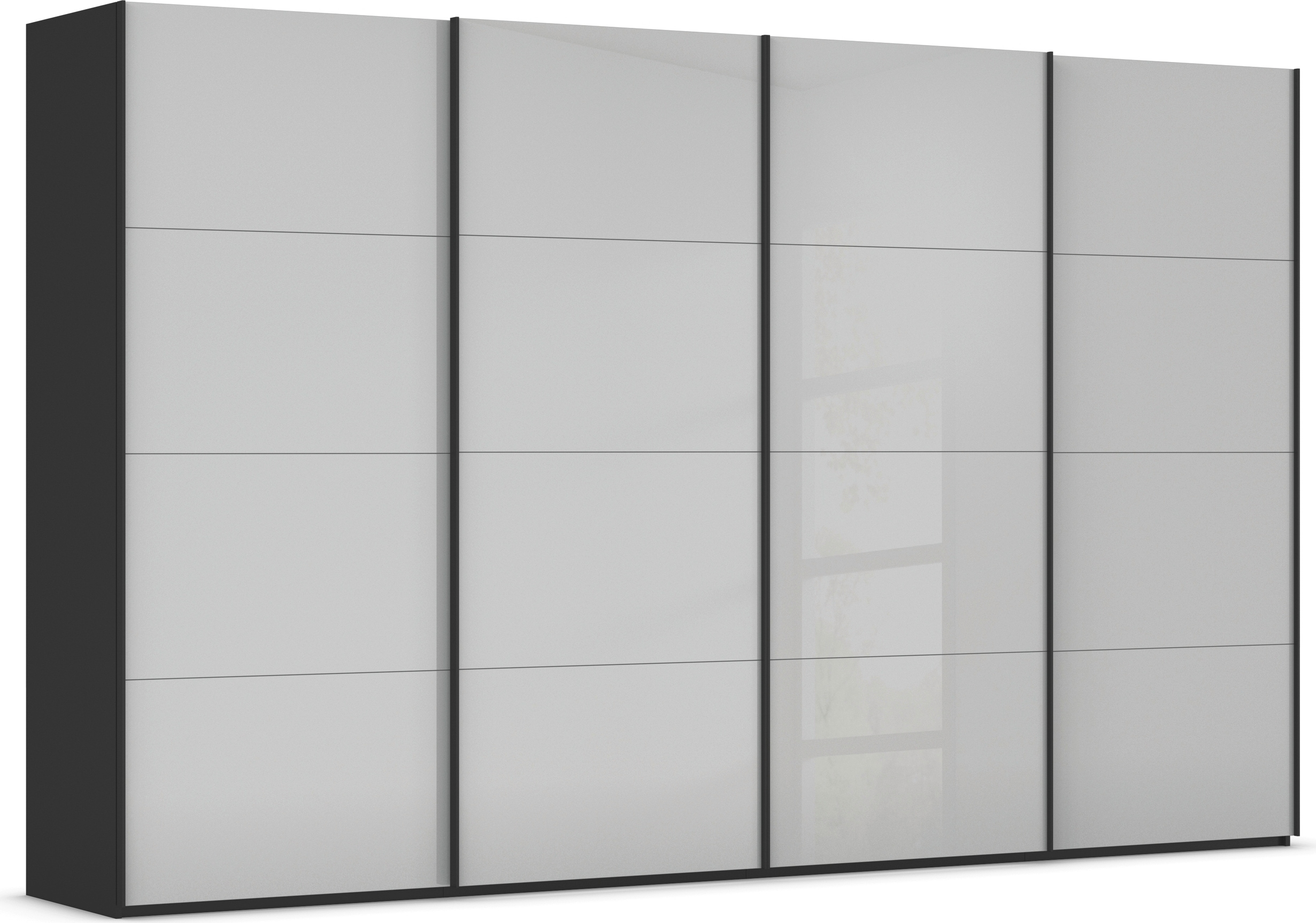rauch Schwebetürenschrank "Kleiderschrank Schrank Garderobe Schlafzimmerschrank SCALE-FYRA" edle viergeteilte Türen mit Glas-Front viele Farben MADE IN GERMANY