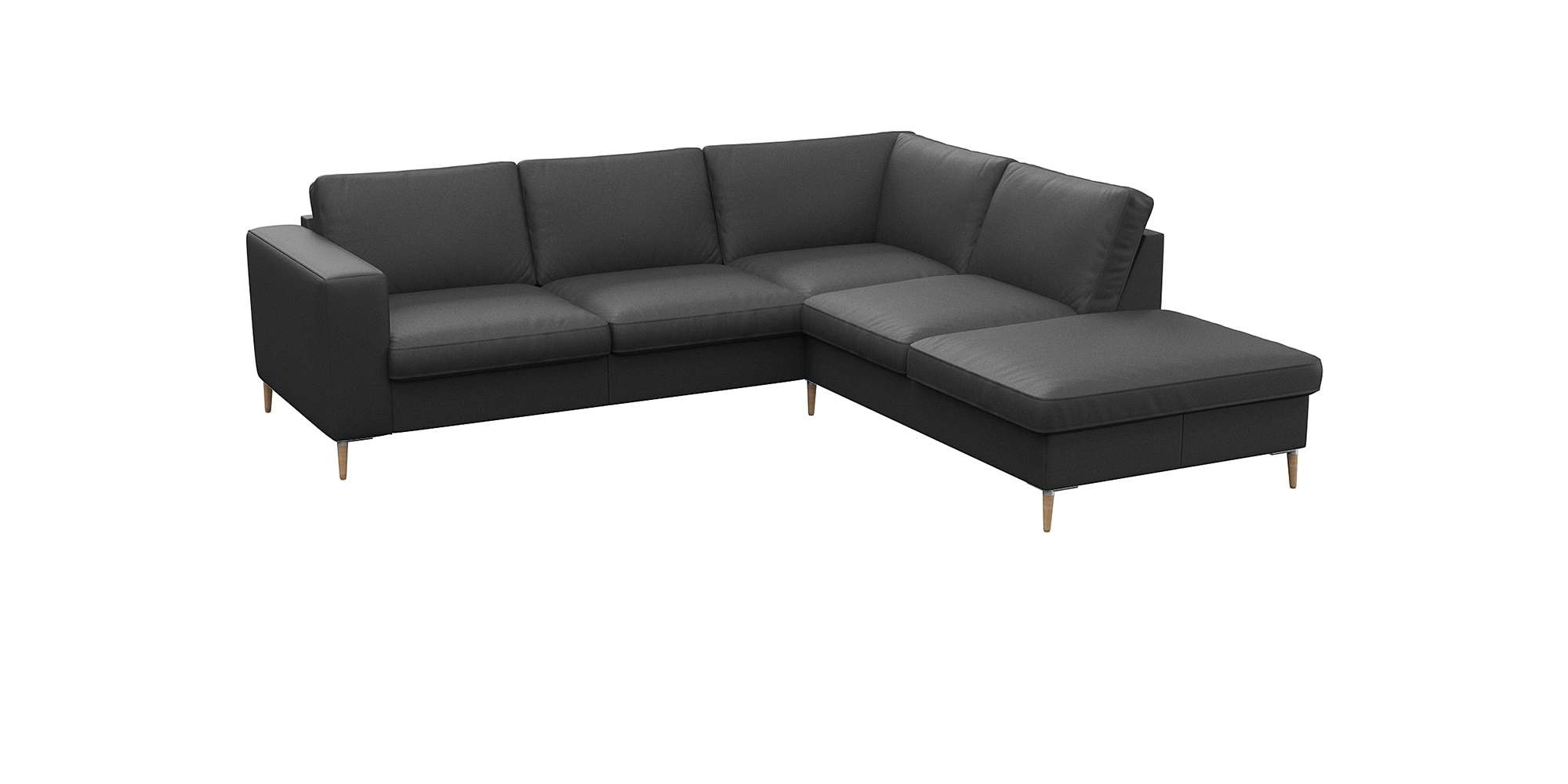 FLEXLUX Ecksofa "Fiore, L-Form" breite Armlehnen, Füße Alu/Eiche, B/T 241/2 günstig online kaufen