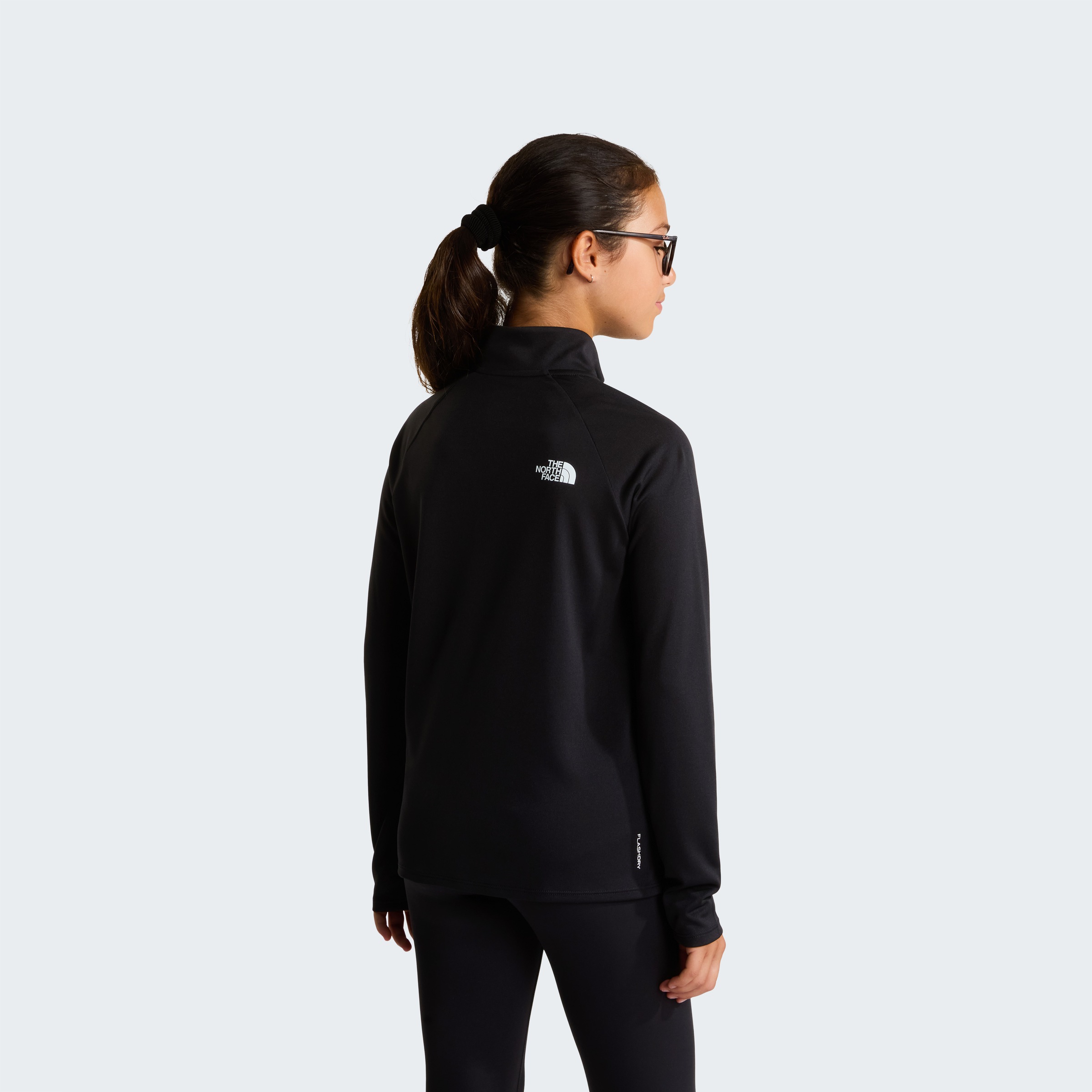 The North Face Funktionsshirt für Kinder, mit Reißverschluss, Langarm, unifarben, aus Polyester
