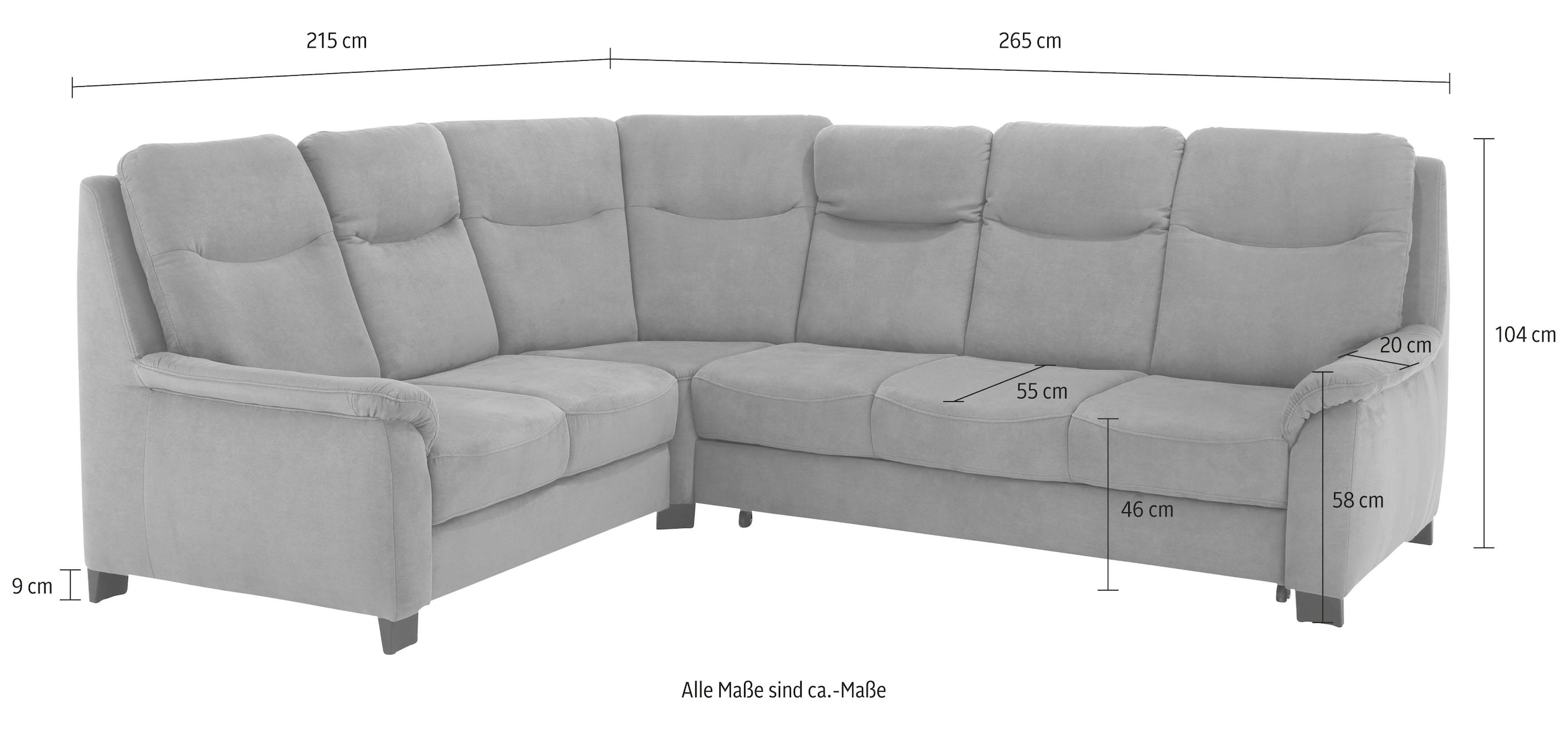 Home affaire Ecksofa »Boccaccio L-Form«, mit Federkern, incl. Kopfteilverstellung, wahlweise Bettfunktion