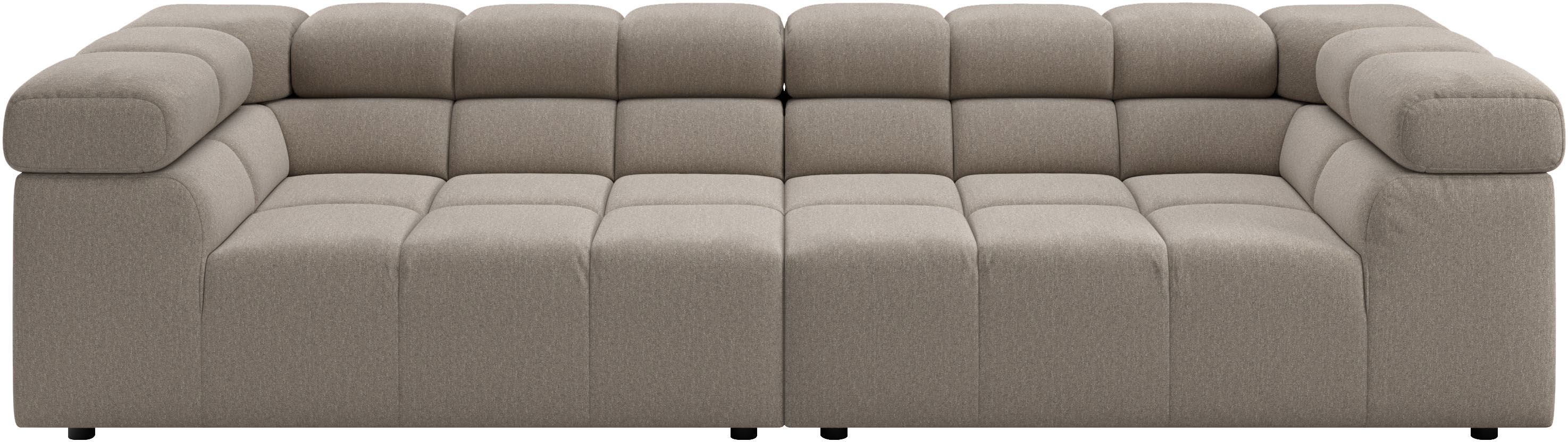 Home affaire Big-Sofa "Ancona modern, elegant, bequem, viel Platz, B/T/H: 290/110/70 cm" auffällige Steppung, inkl. 2 Zierkissen und verstellbaren Kopfstützen