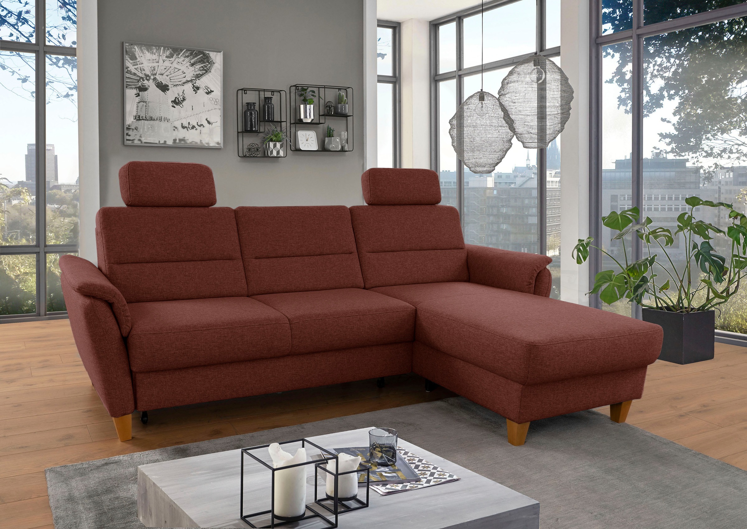 Home affaire Ecksofa "Palmera L-Form, B: 244 cm" optional Bettfunktion & Be günstig online kaufen