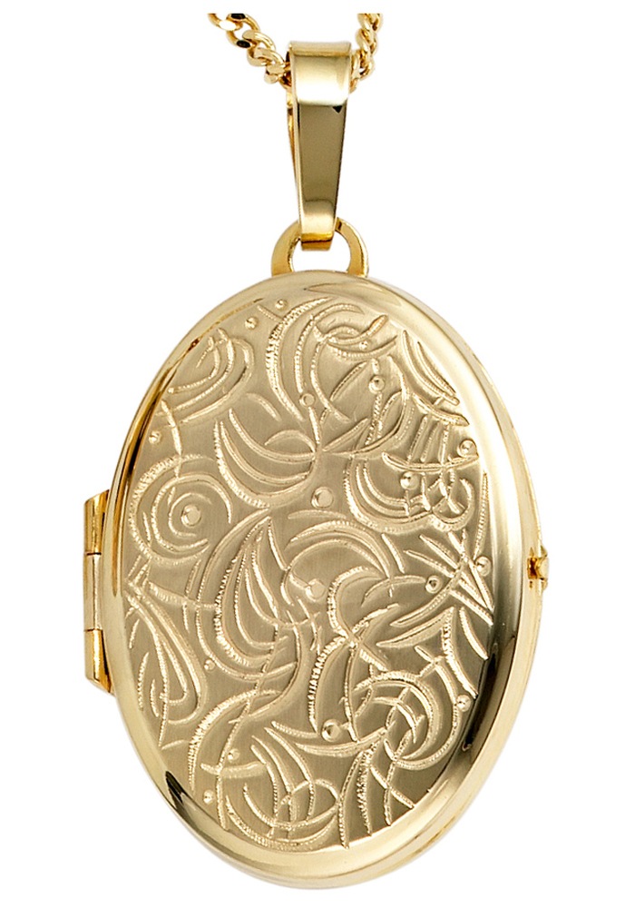 JOBO Medallionanhänger »Anhänger Medaillon oval 33 mm« ()  333 Gold für 2 Fotos