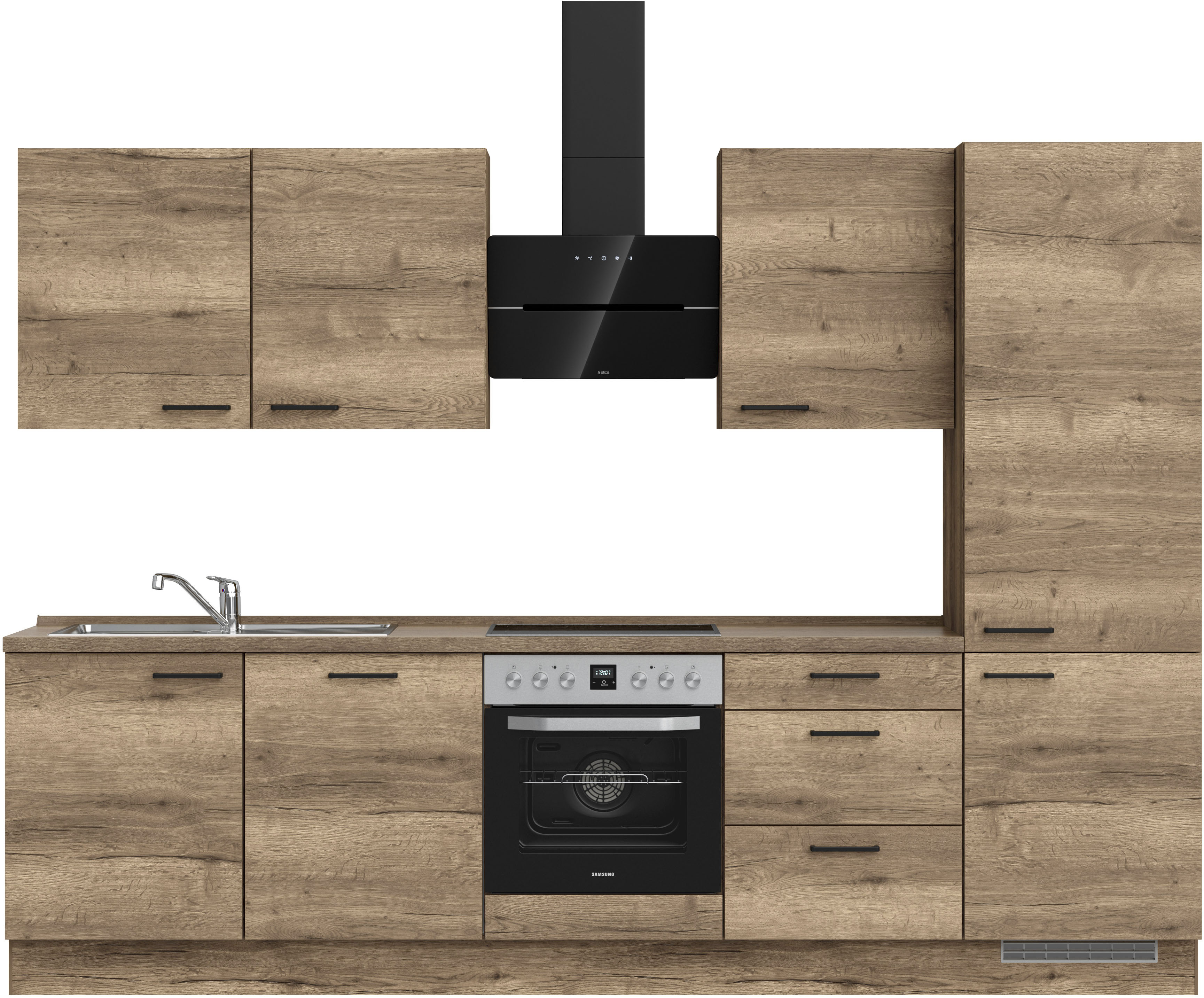 nobilia Küchenzeile ""Structura II", NEU: individuell anpassbar mit gratis Profi-Beratung" vormontiert, Breite 300 cm, Ausrichtung wählbar, wahlw. mit E-Geräten